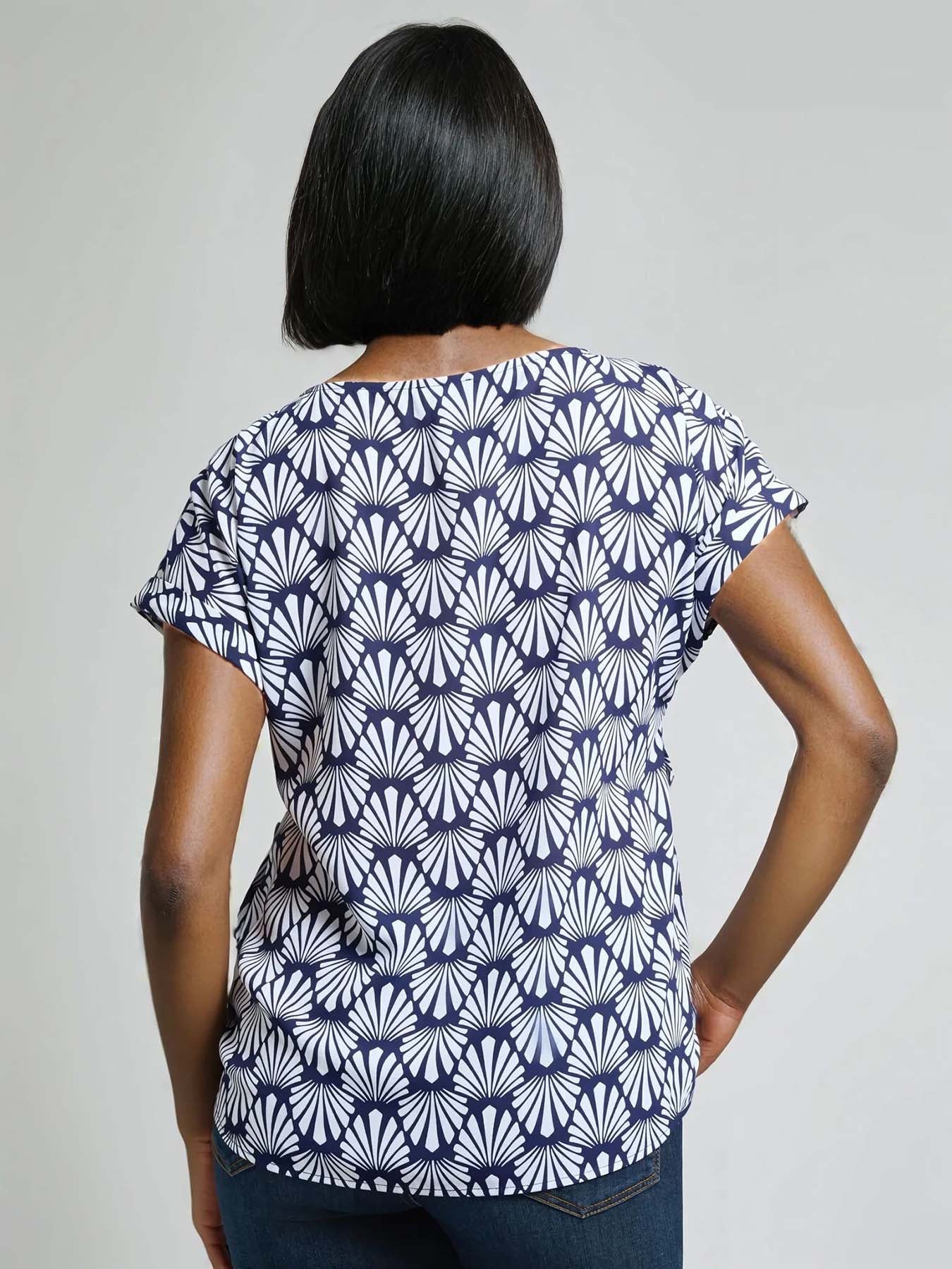 Button Detail Blouse, Crepe de Chine - Image 3