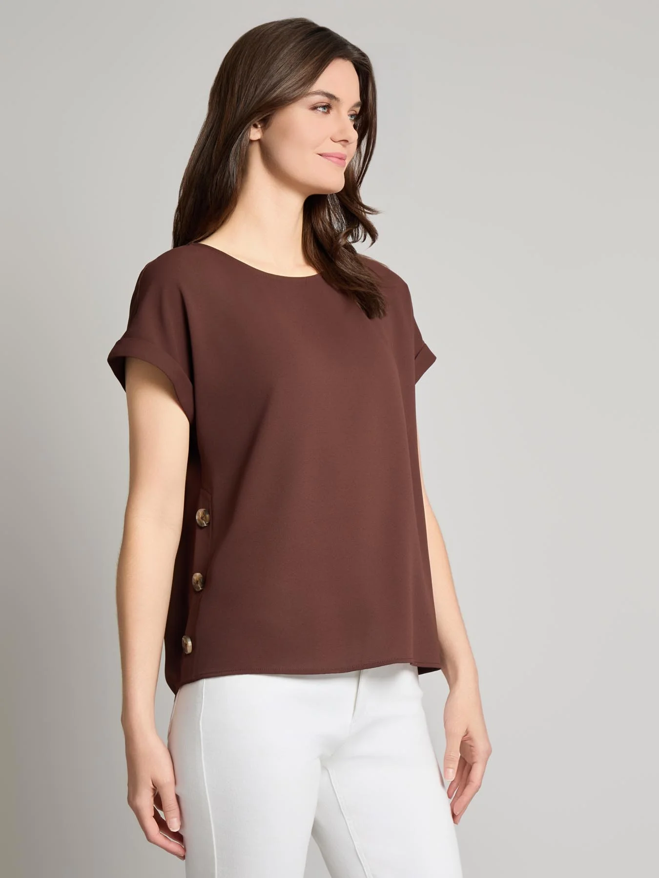 Button Detail Blouse, Jasper Crepe - Image 2