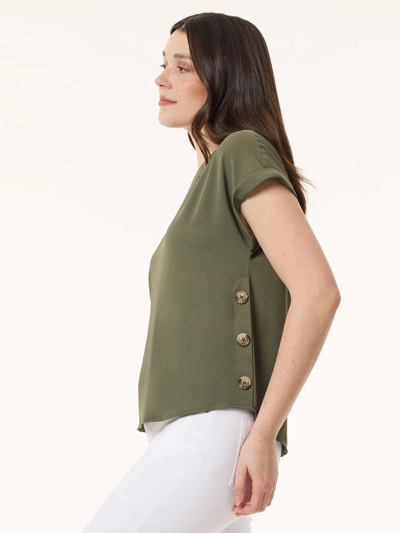 Button Detail Blouse, Jasper Crepe - Image 2