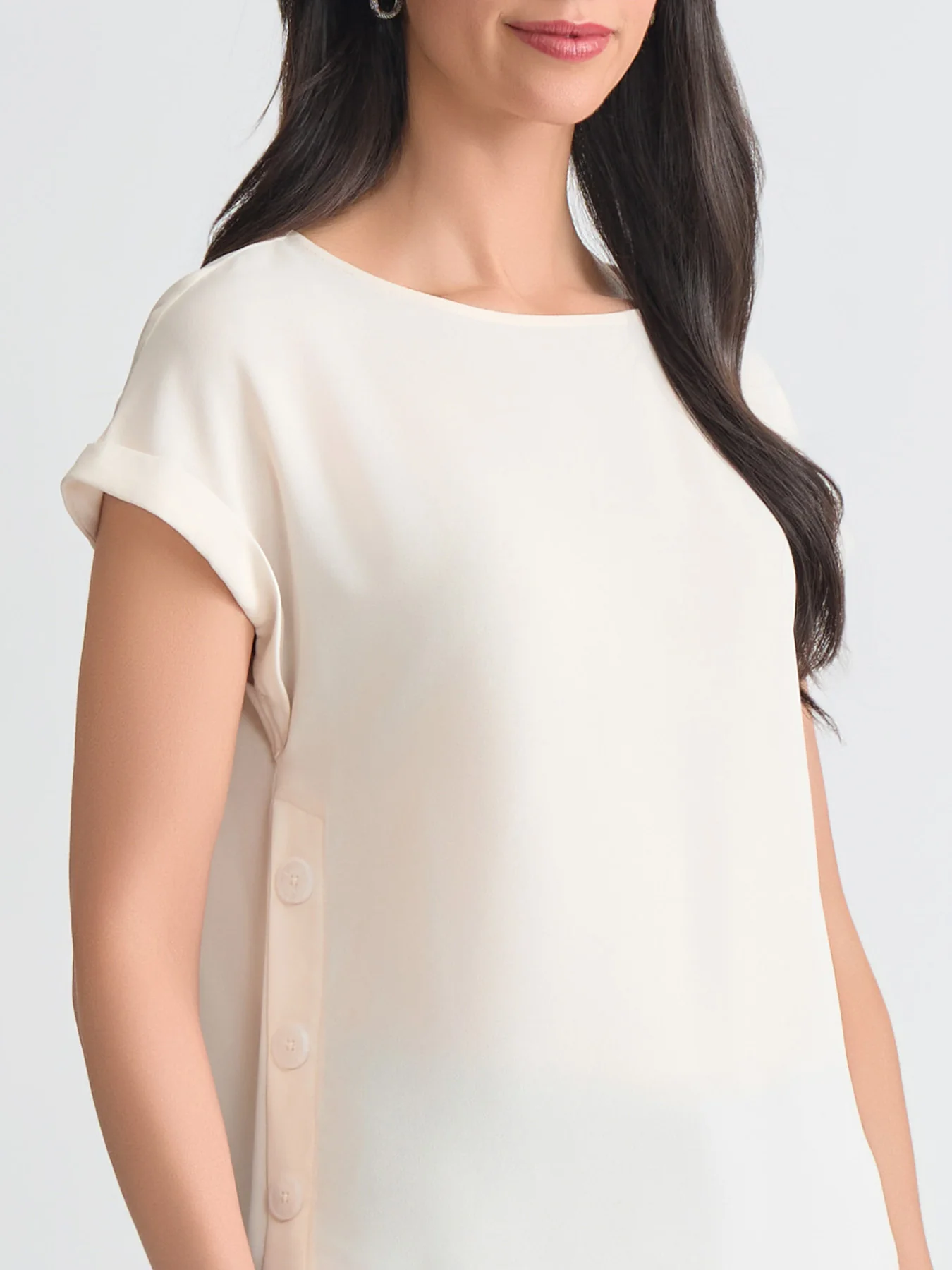 Button Detail Blouse, Jasper Crepe - Image 3