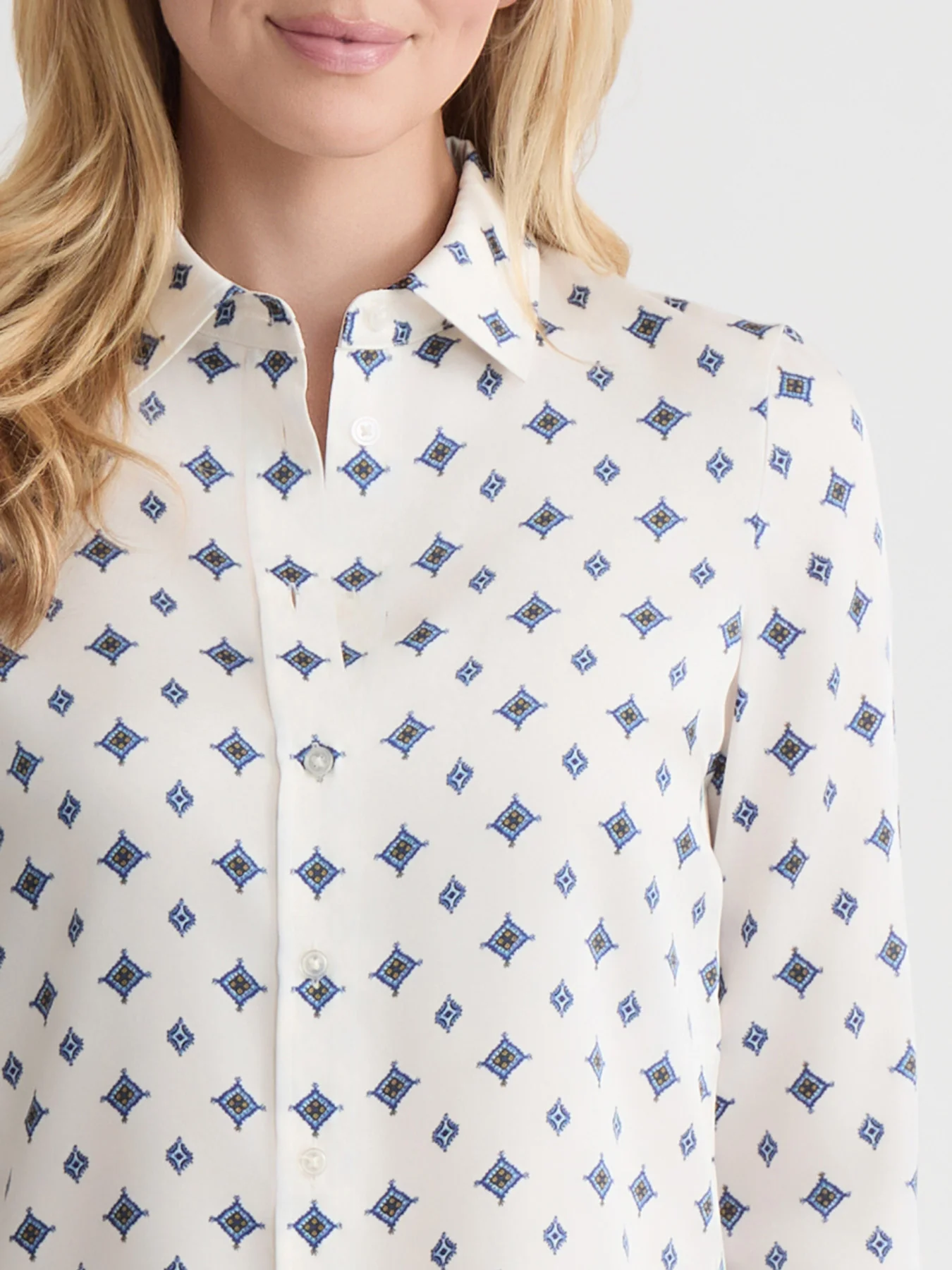 Button Down Blouse, Satin Twill - Image 3