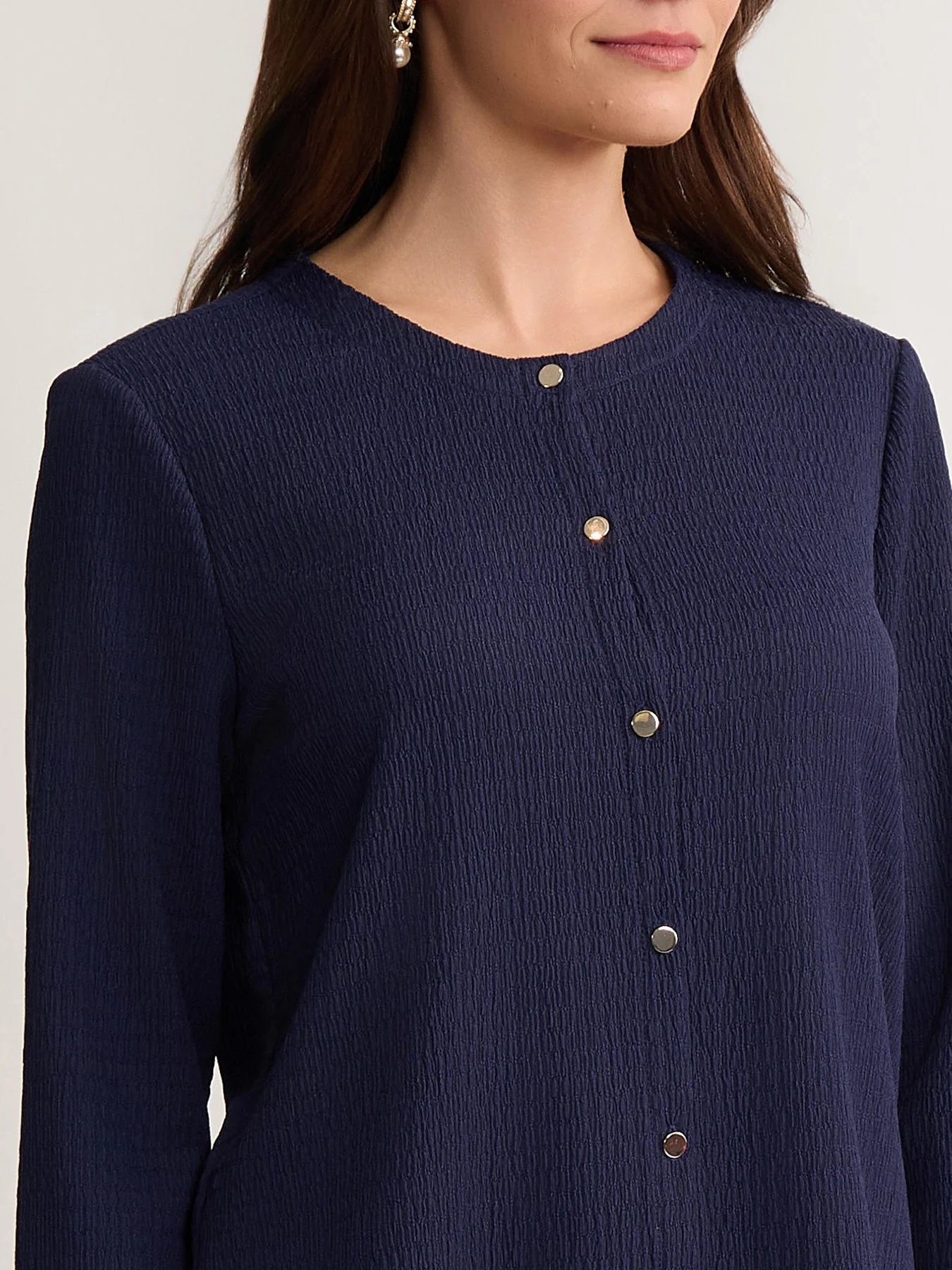 Button Front Cardigan, Seabreeze Crinkle - Image 3