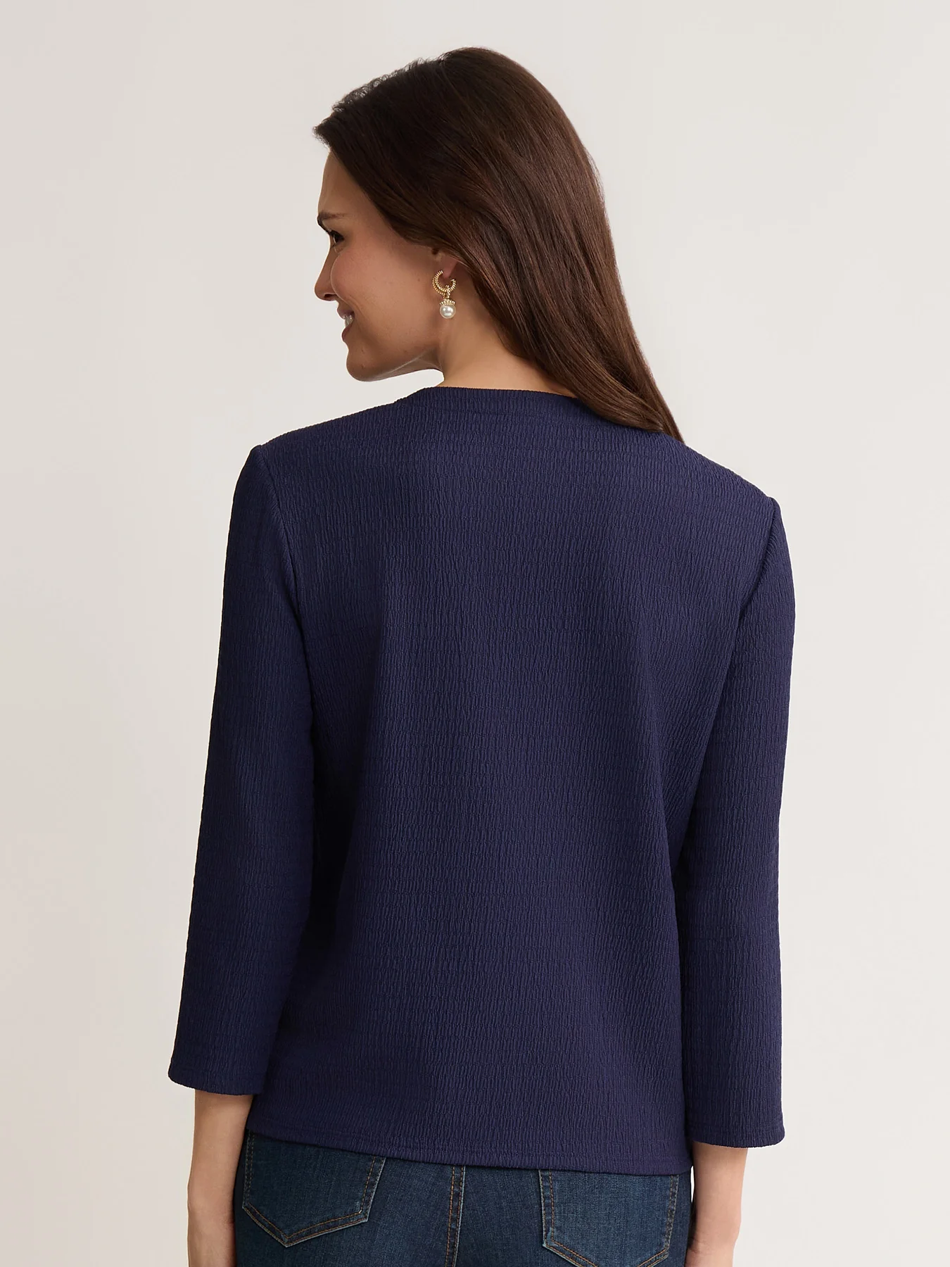 Button Front Cardigan, Seabreeze Crinkle - Image 4