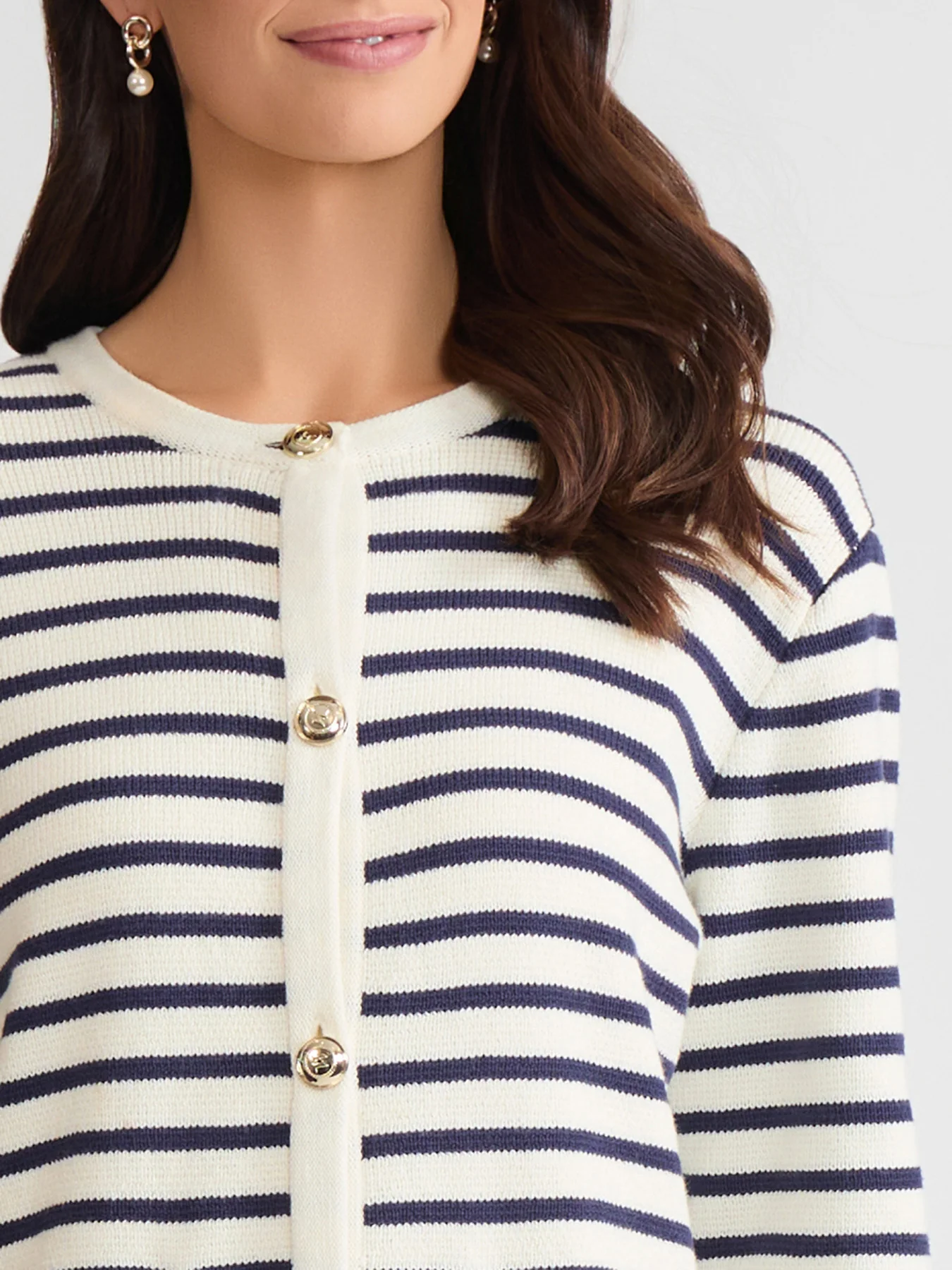 Button Front Stripe Cardigan - Image 3