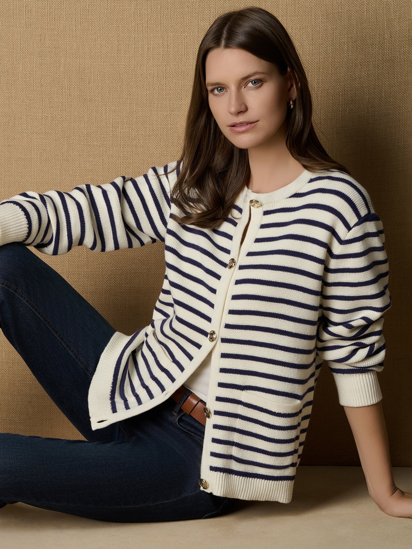 Button Front Stripe Cardigan - Image 5