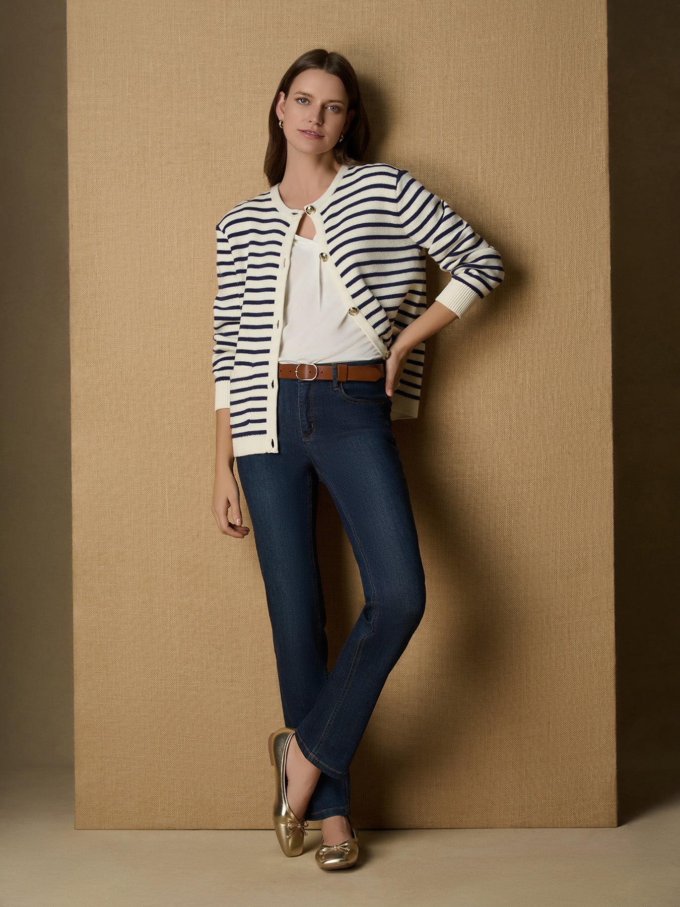 Button Front Stripe Cardigan - Image 6