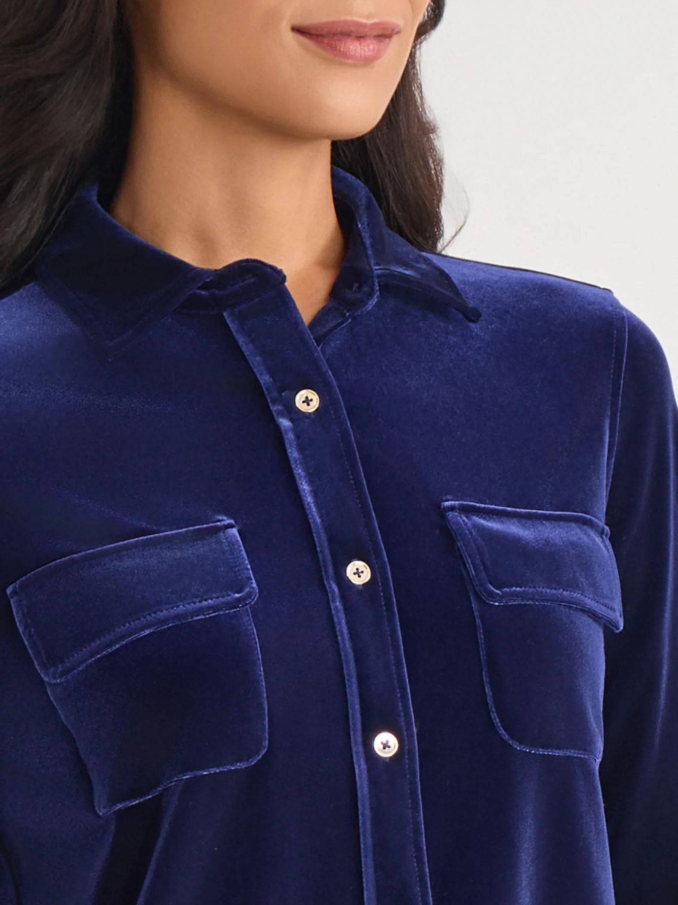 Button-Front Velour Utility Shirt - Image 3