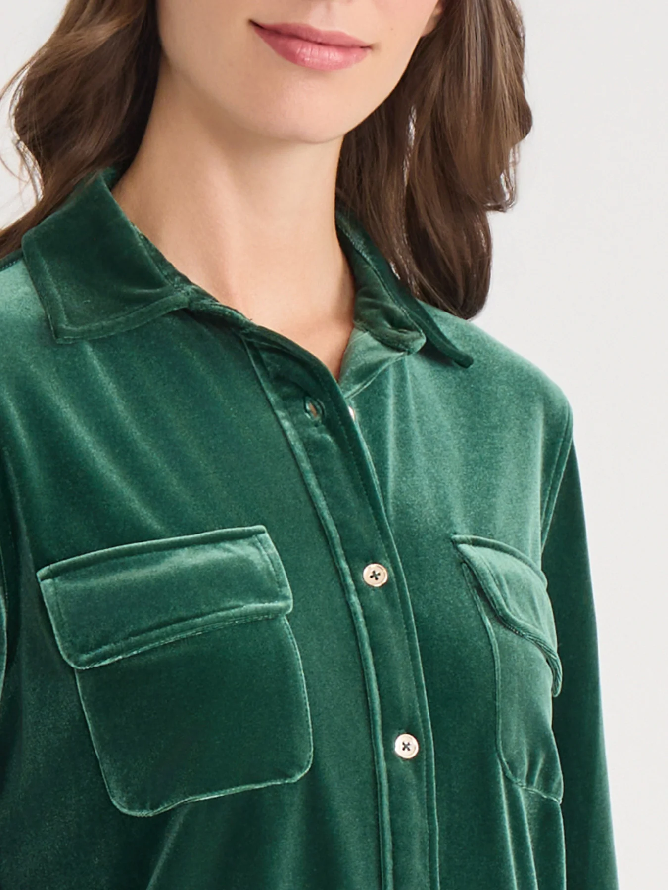 Button-Front Velour Utility Shirt - Image 3