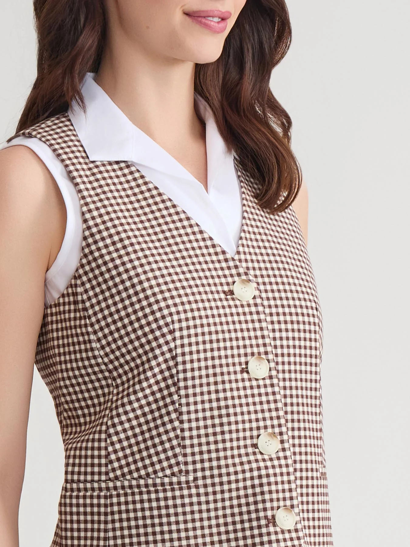 Button-Front Vest, Stretch Tweed - Image 3