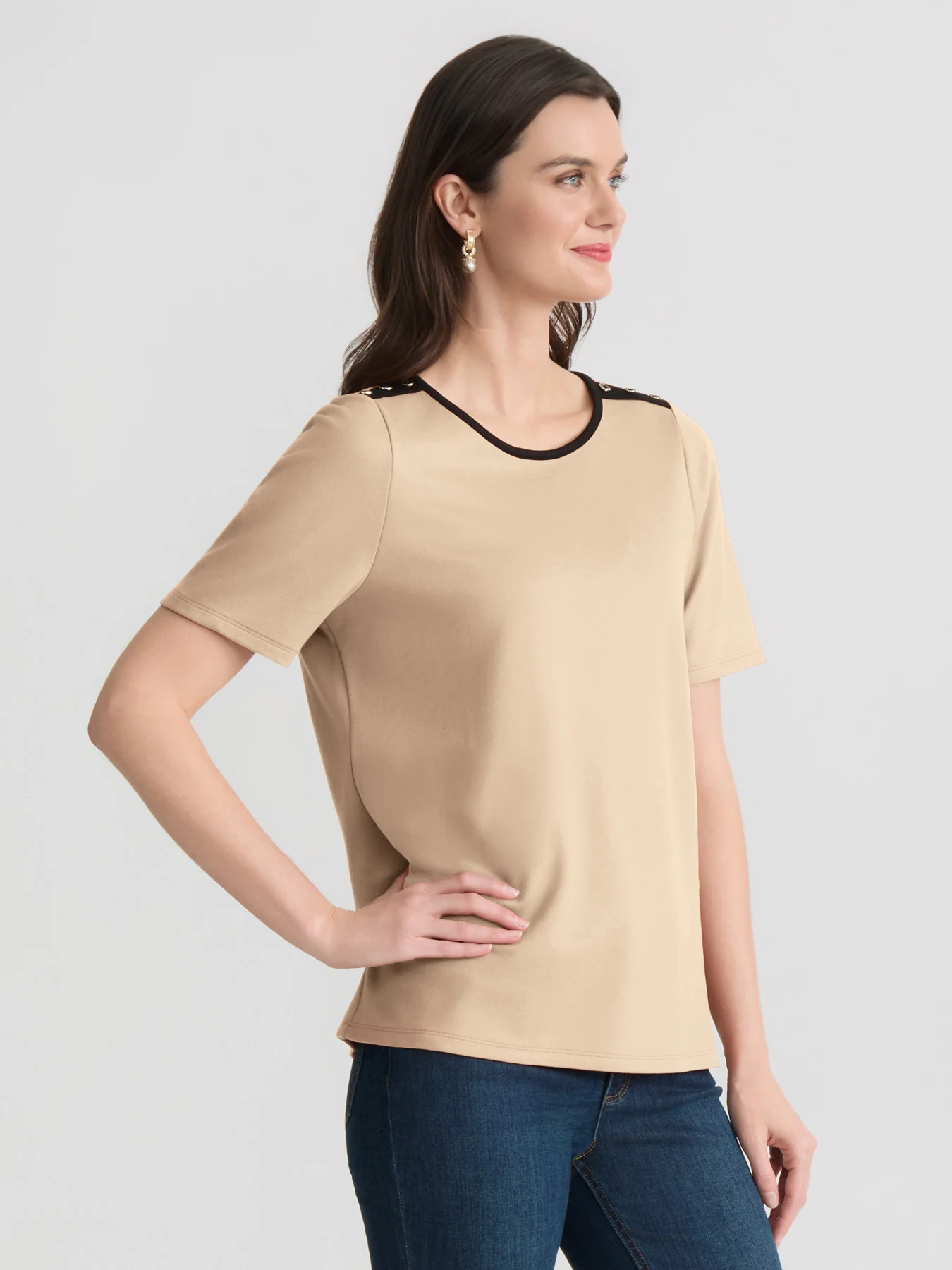 Button Shoulder Tee, Serenity Knit - Image 3