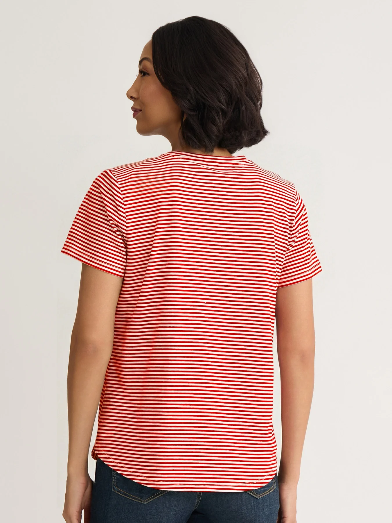 Button Shoulder Tee, Striped Knit - Image 4