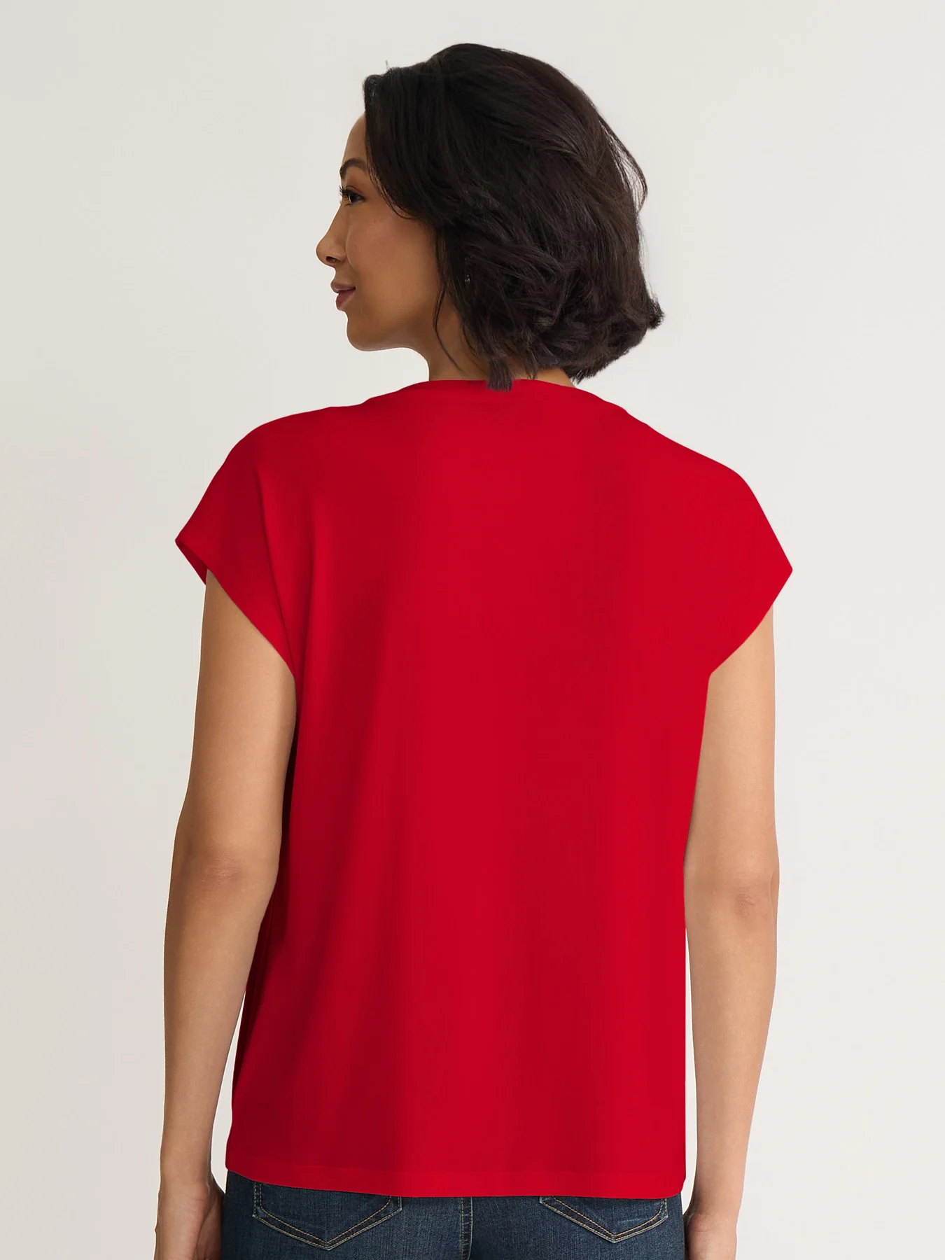 Cap Sleeve Lace Up Top, Jersey Knit - Image 4