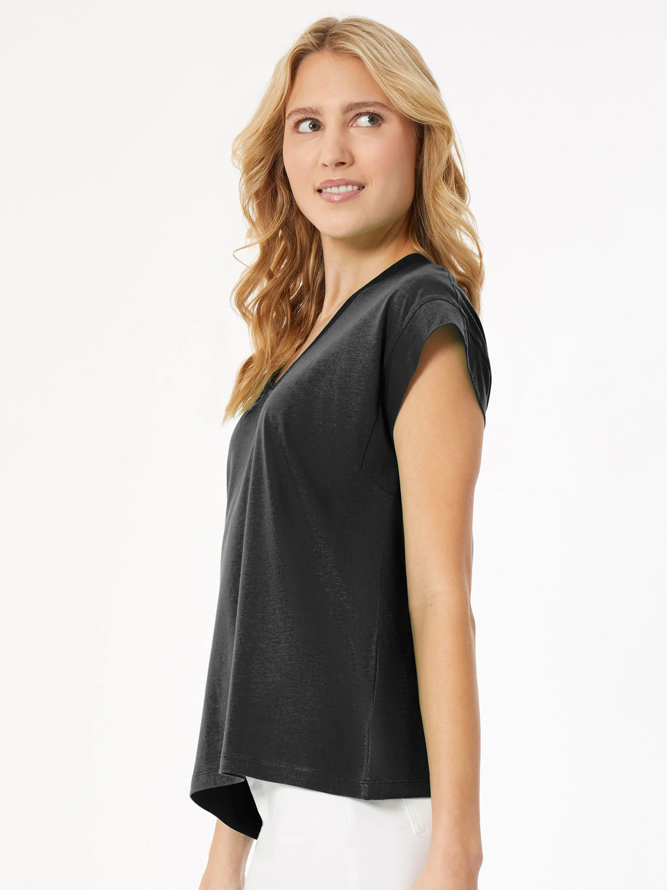 Cap Sleeve V-Neck Top - Image 2