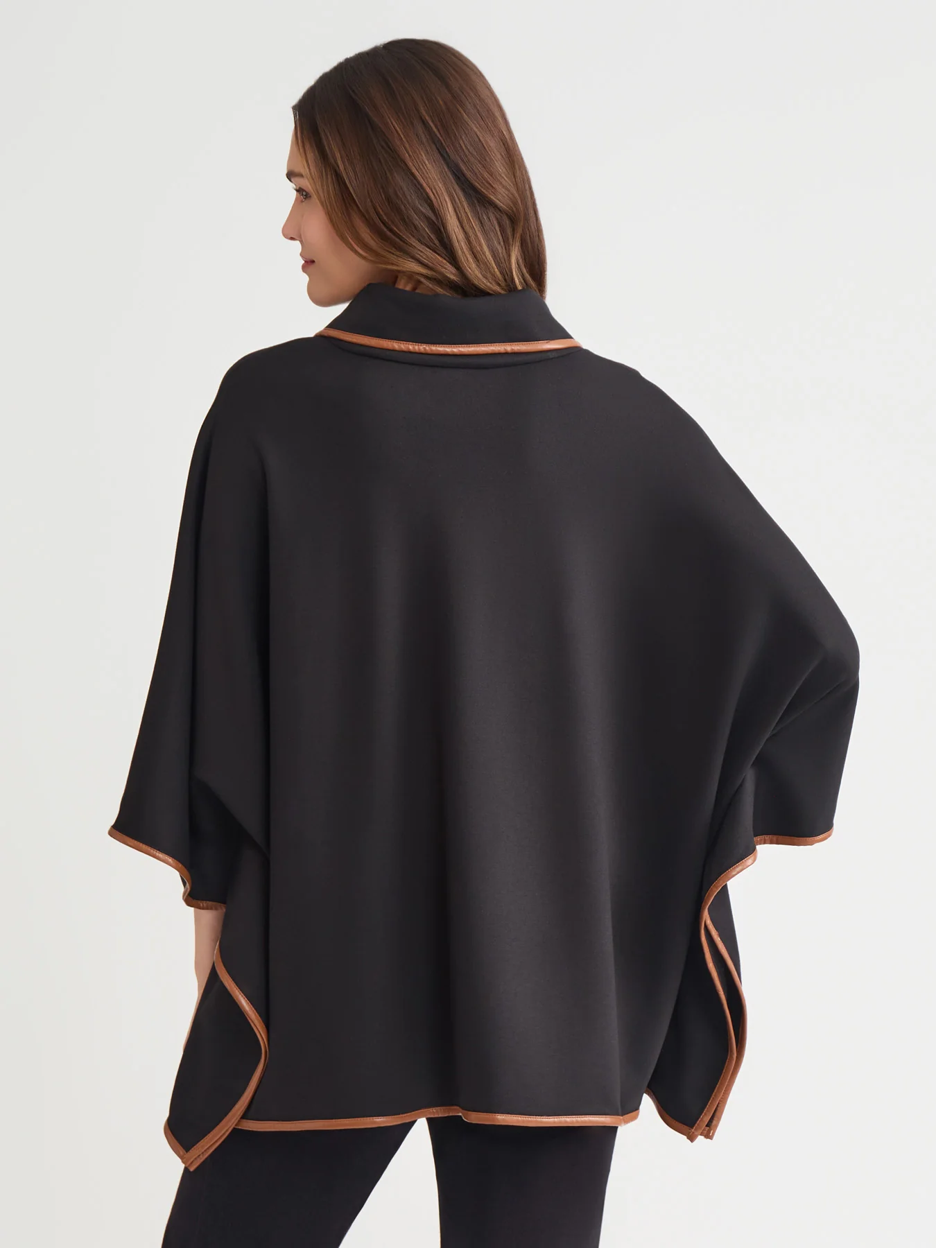 Plus Contrast Trim Poncho, Serenity Knit - Image 5