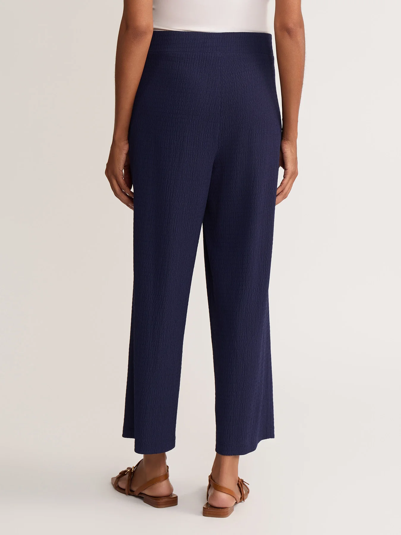 Cropped Pull-On Wide Leg Pant, Seabreeze Crinkle - Image 3