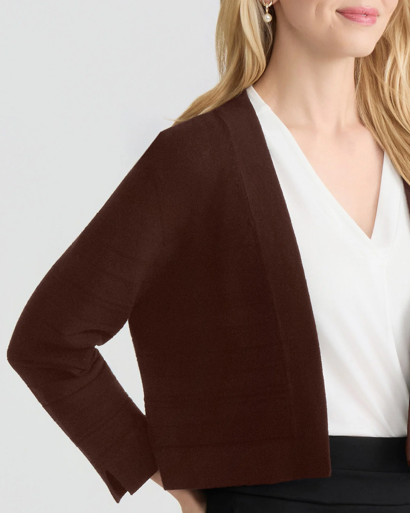 Cropped Striped Stitch Cardigan - Image 3