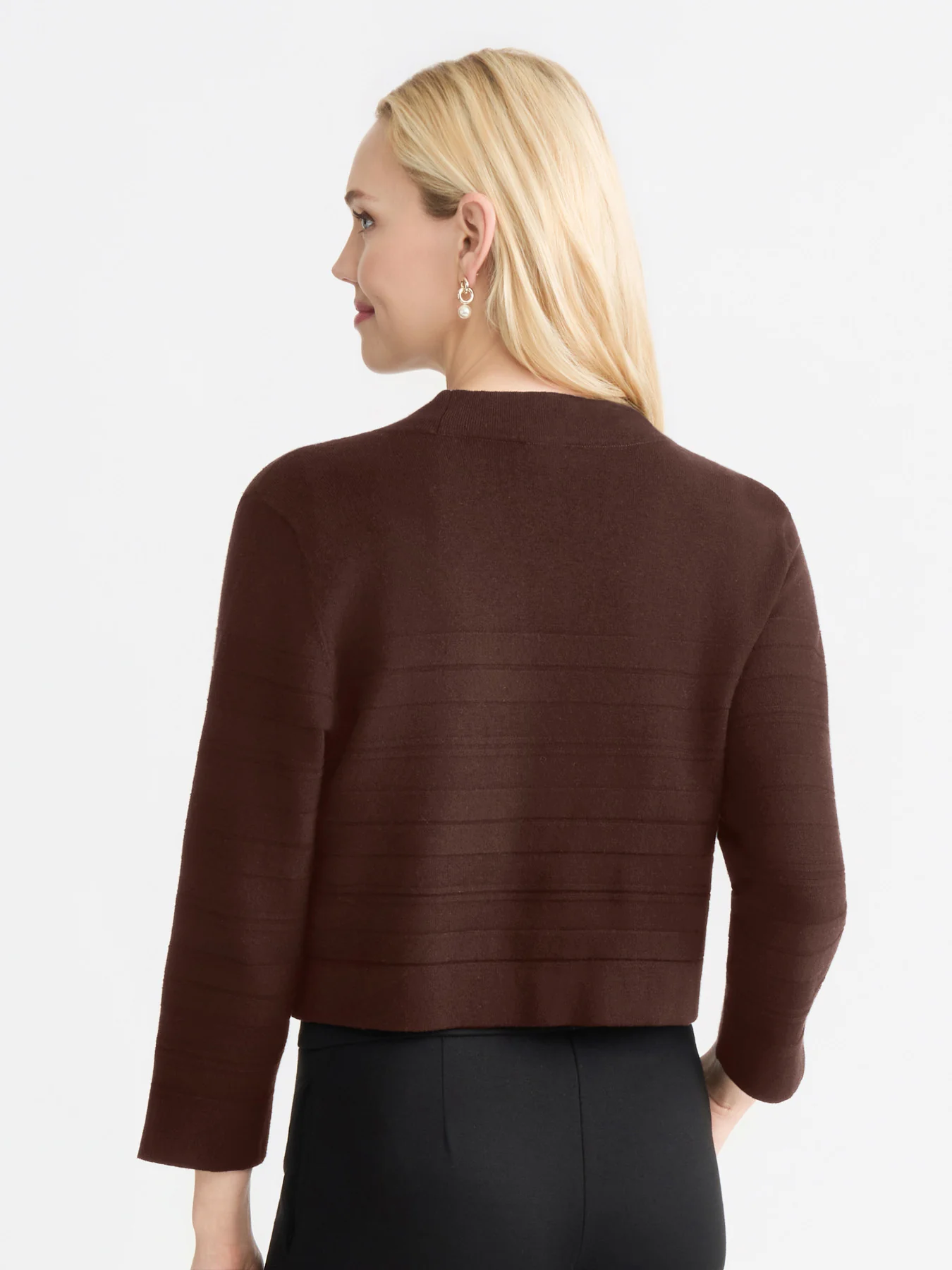 Cropped Striped Stitch Cardigan - Image 4