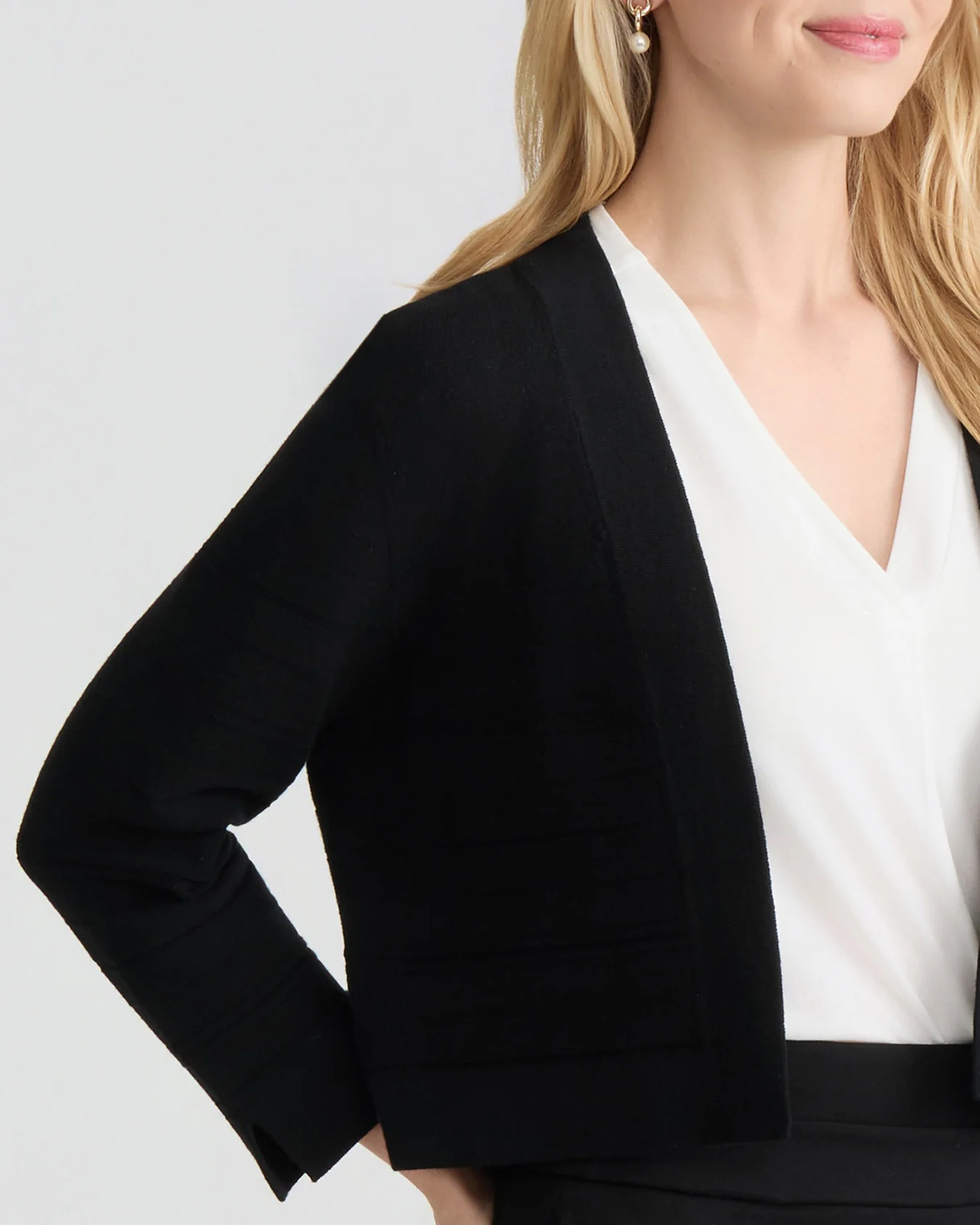 Cropped Striped Stitch Cardigan - Image 3
