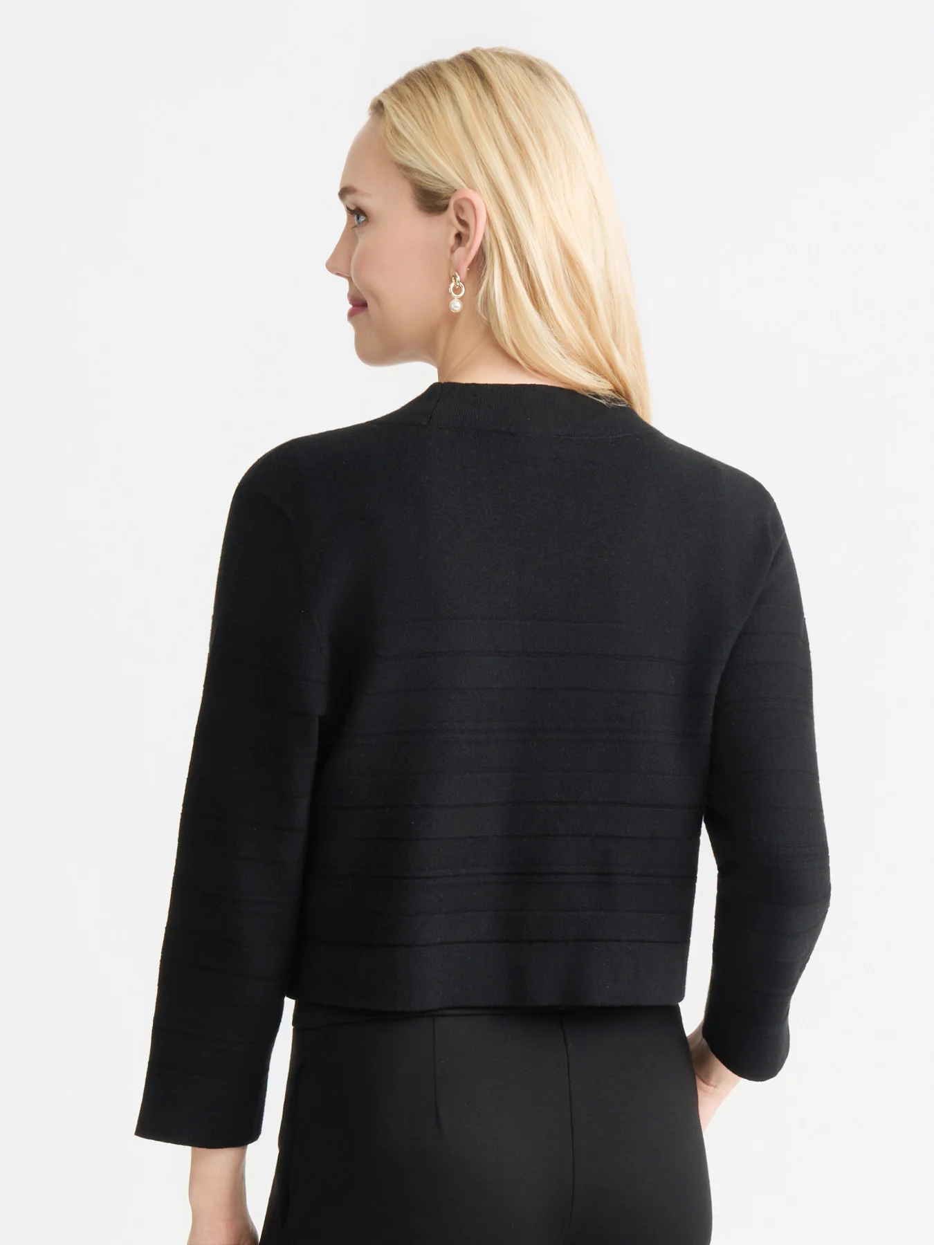 Cropped Striped Stitch Cardigan - Image 4