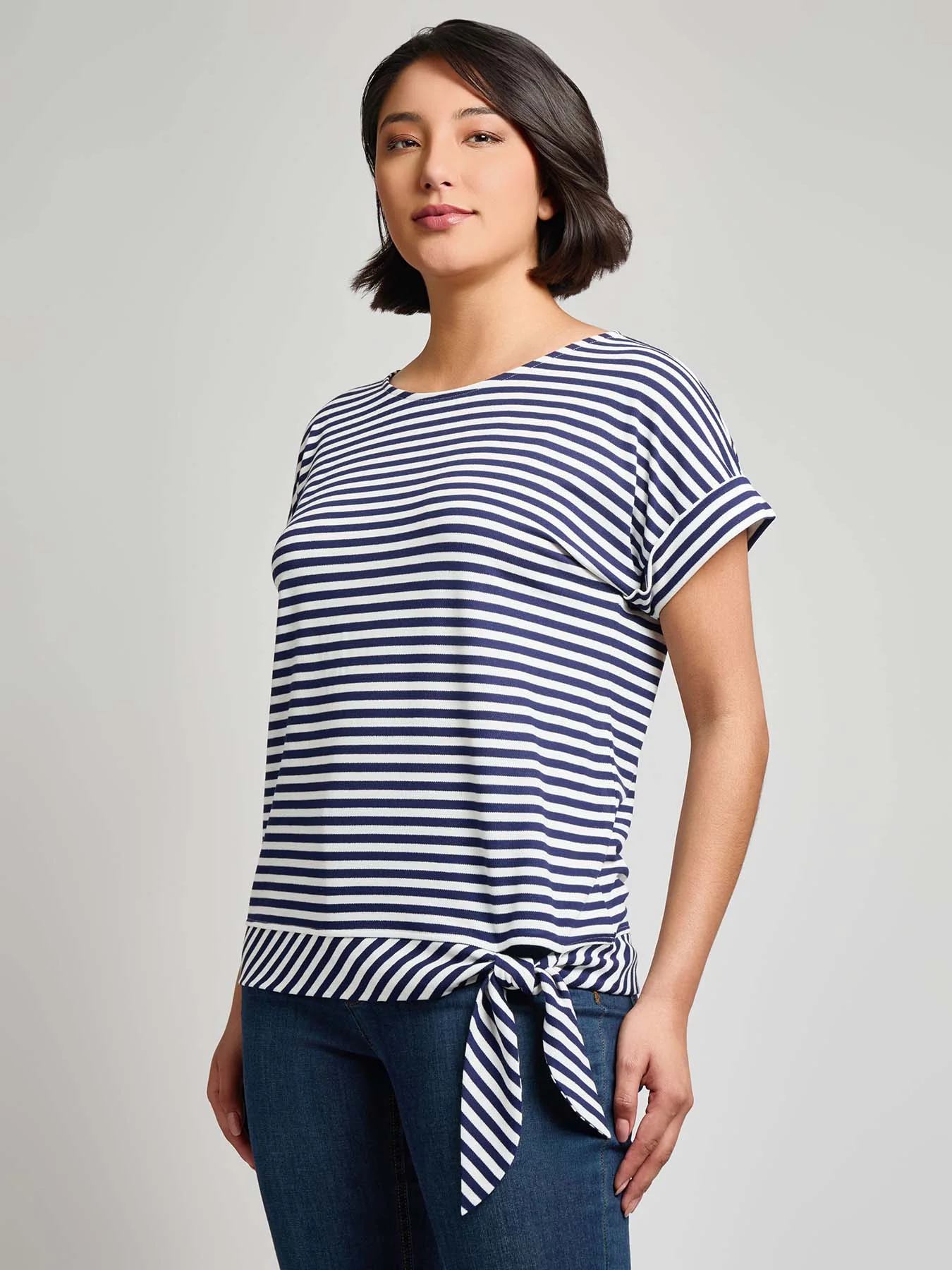 Dolman Sleeve Tie Tee, Stripe Pique - Image 2