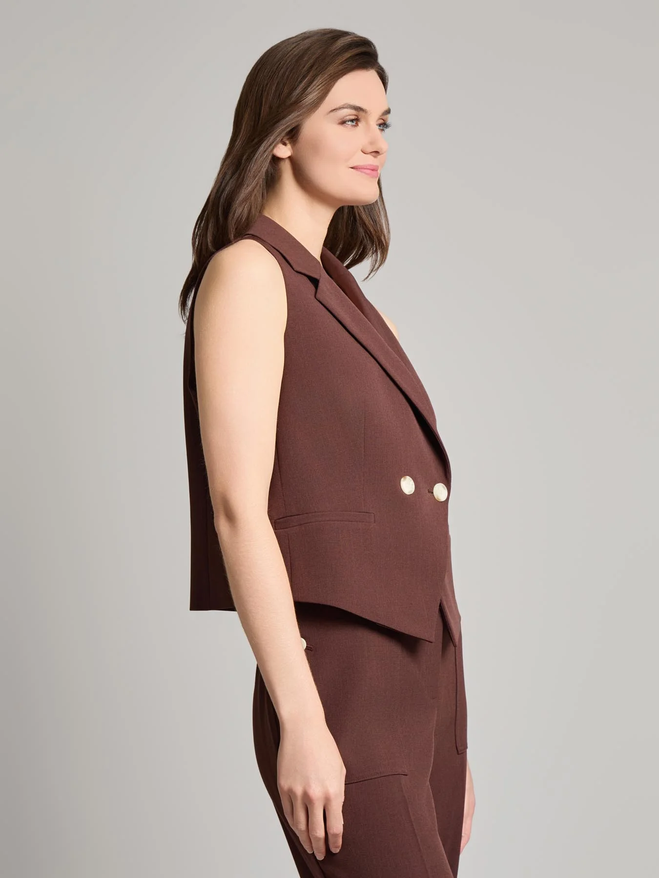 Double Breasted Vest, Stretch Crepe - Image 3
