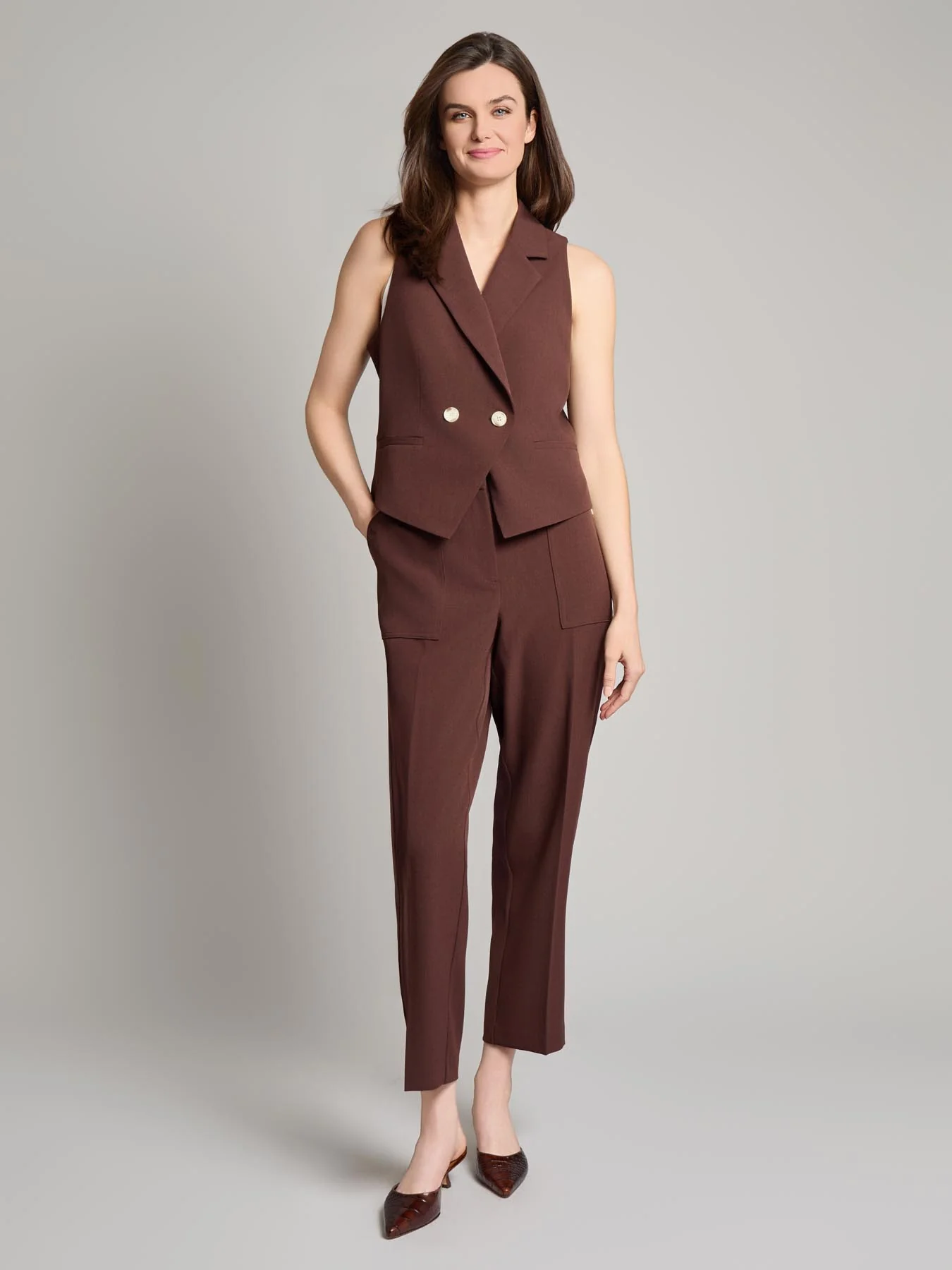 Double Breasted Vest, Stretch Crepe - Image 5