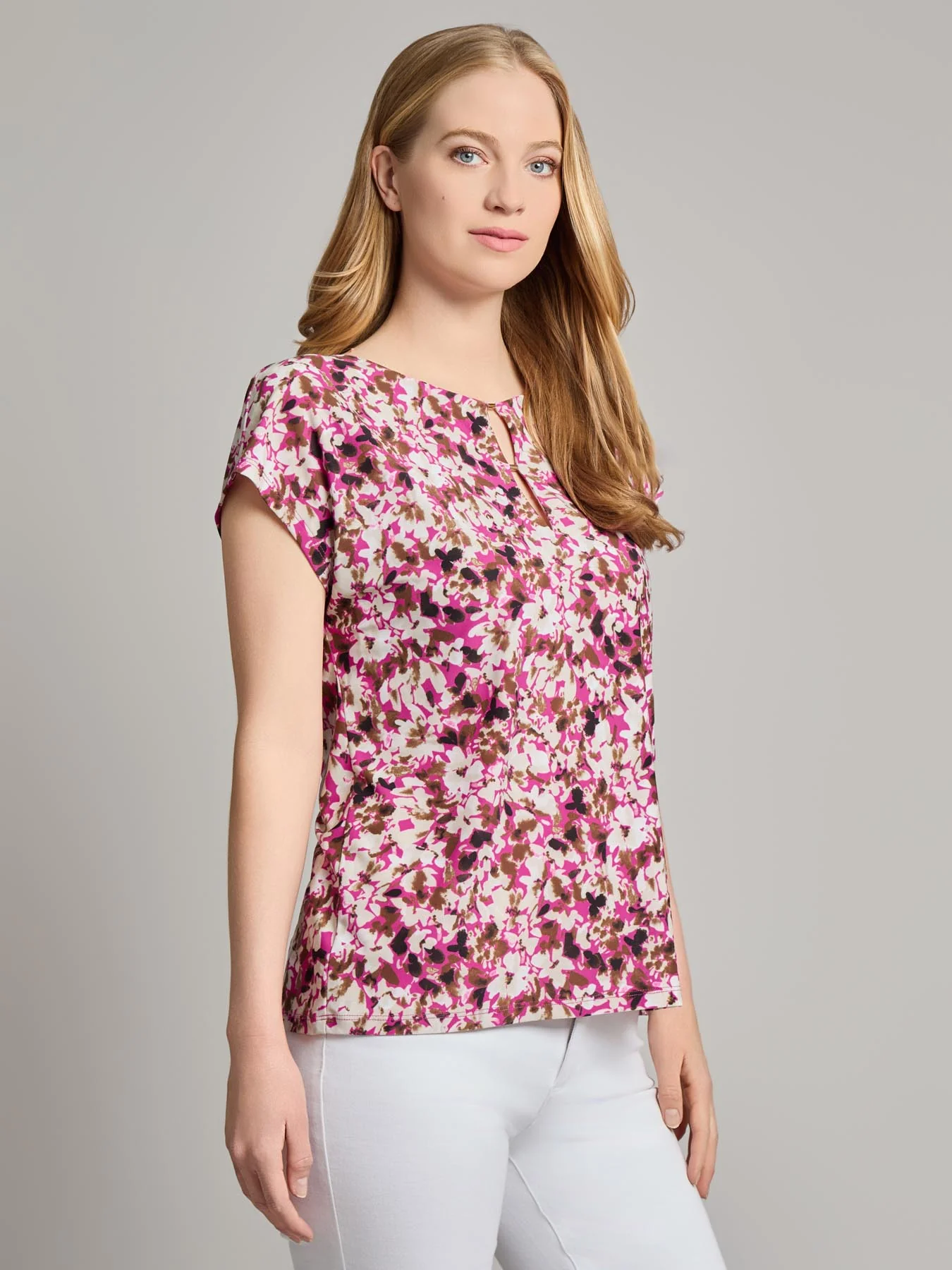 Drop Shoulder Keyhole Neckline Top - Image 2