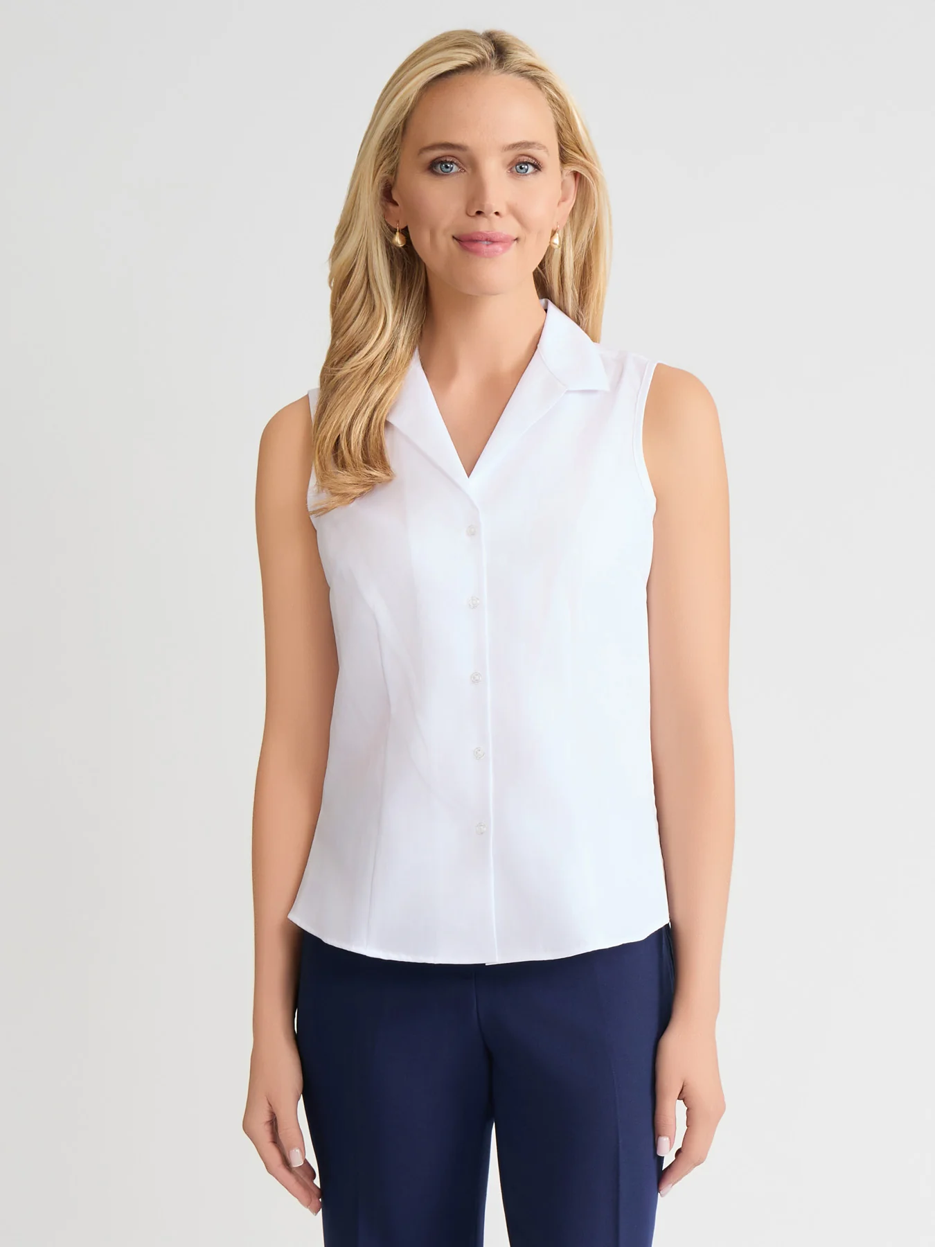 Easy-Care Sleeveless Button-Up Shirt - Image 2