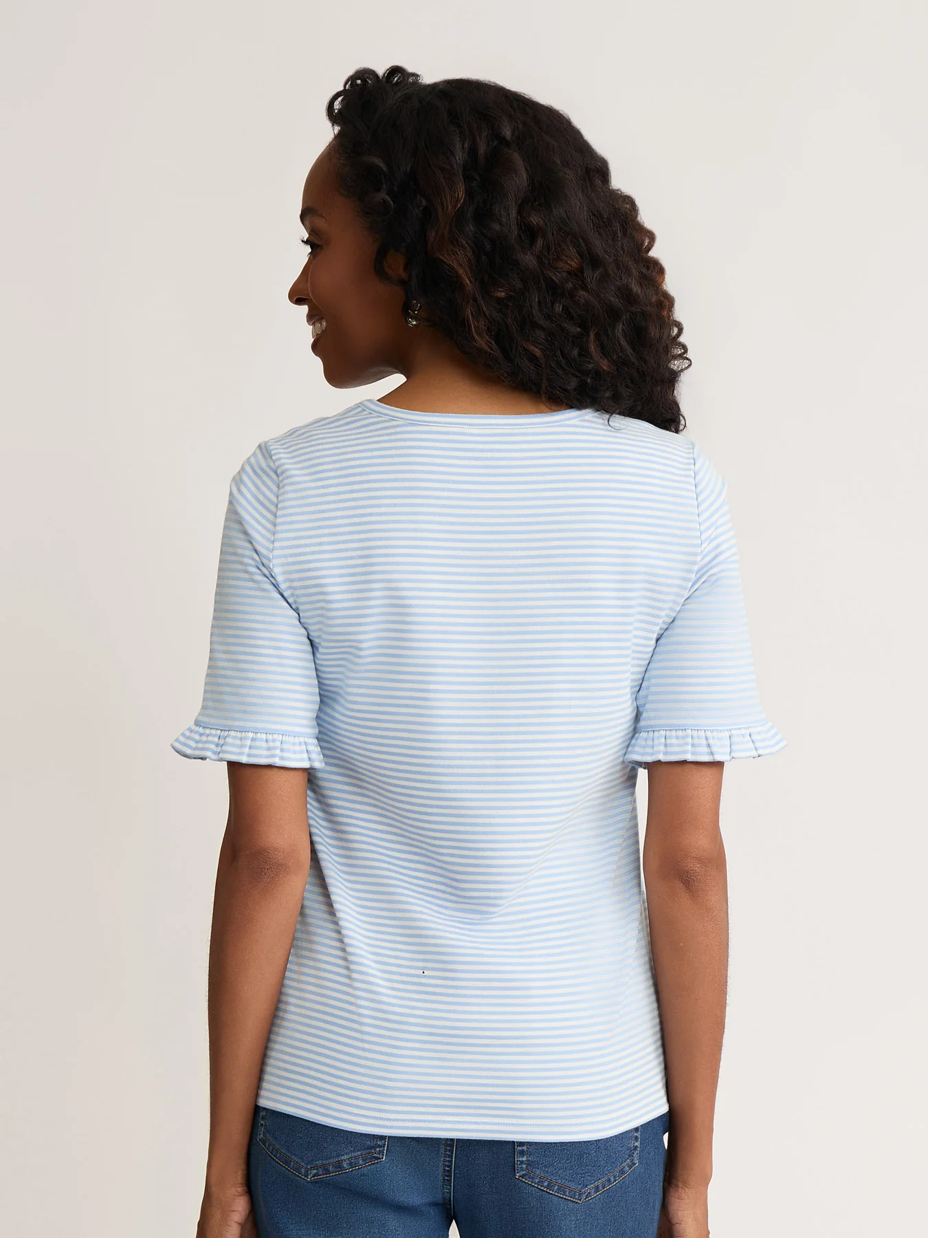 Petite Elbow Ruffle Sleeve Top - Image 4