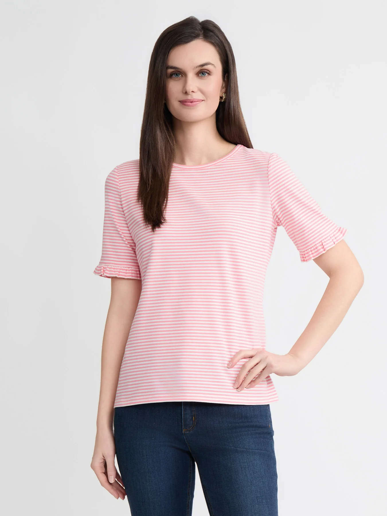 Elbow Ruffle Sleeve Top