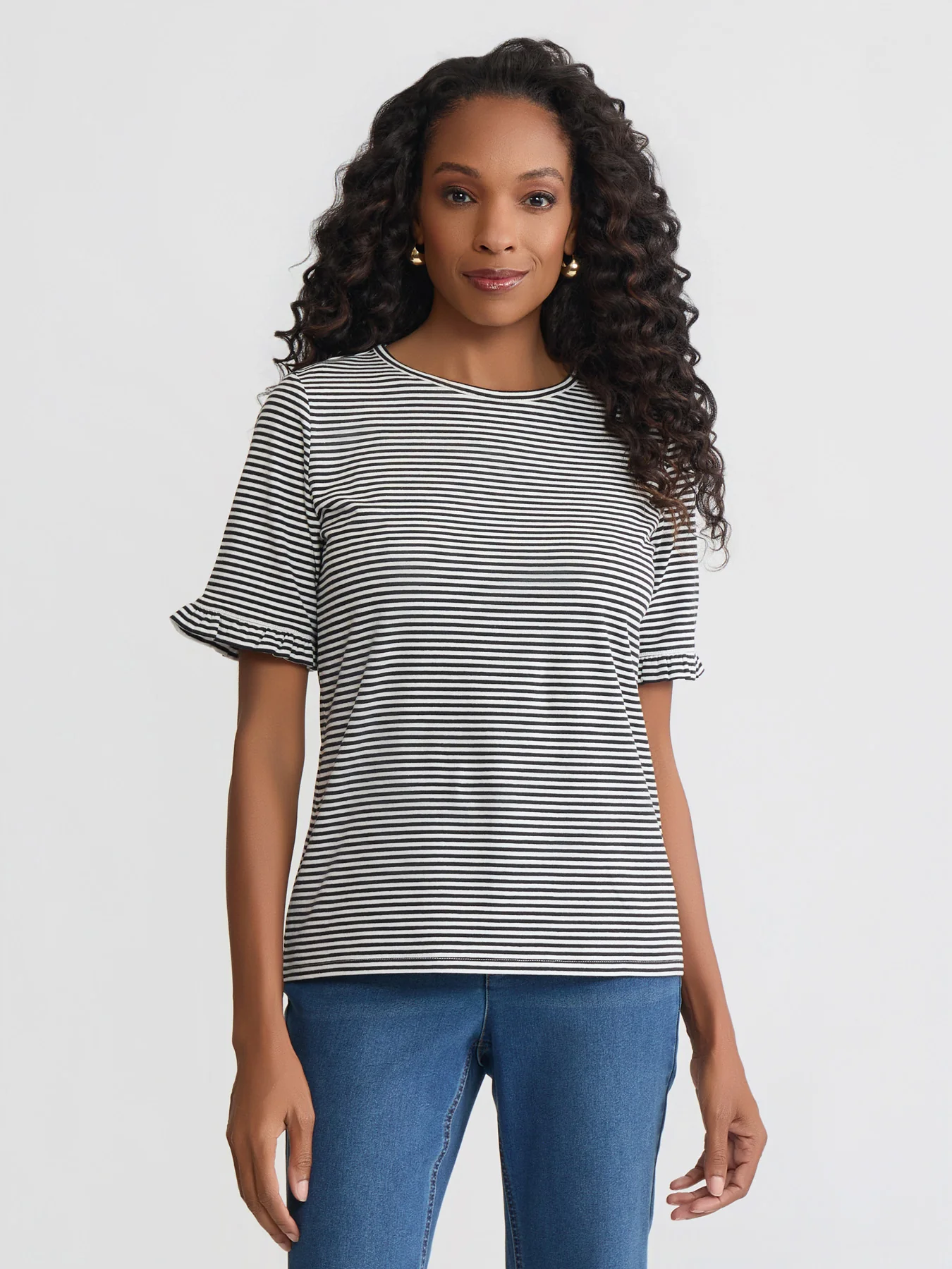 Elbow Ruffle Sleeve Top