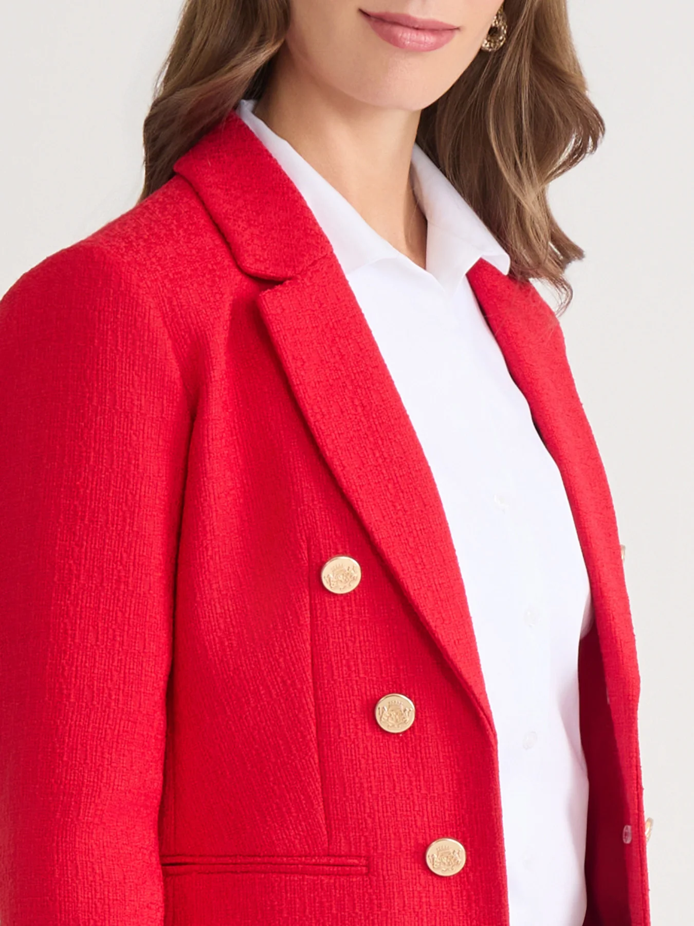 Faux Double Breasted Blazer, Boucle Tweed - Image 3