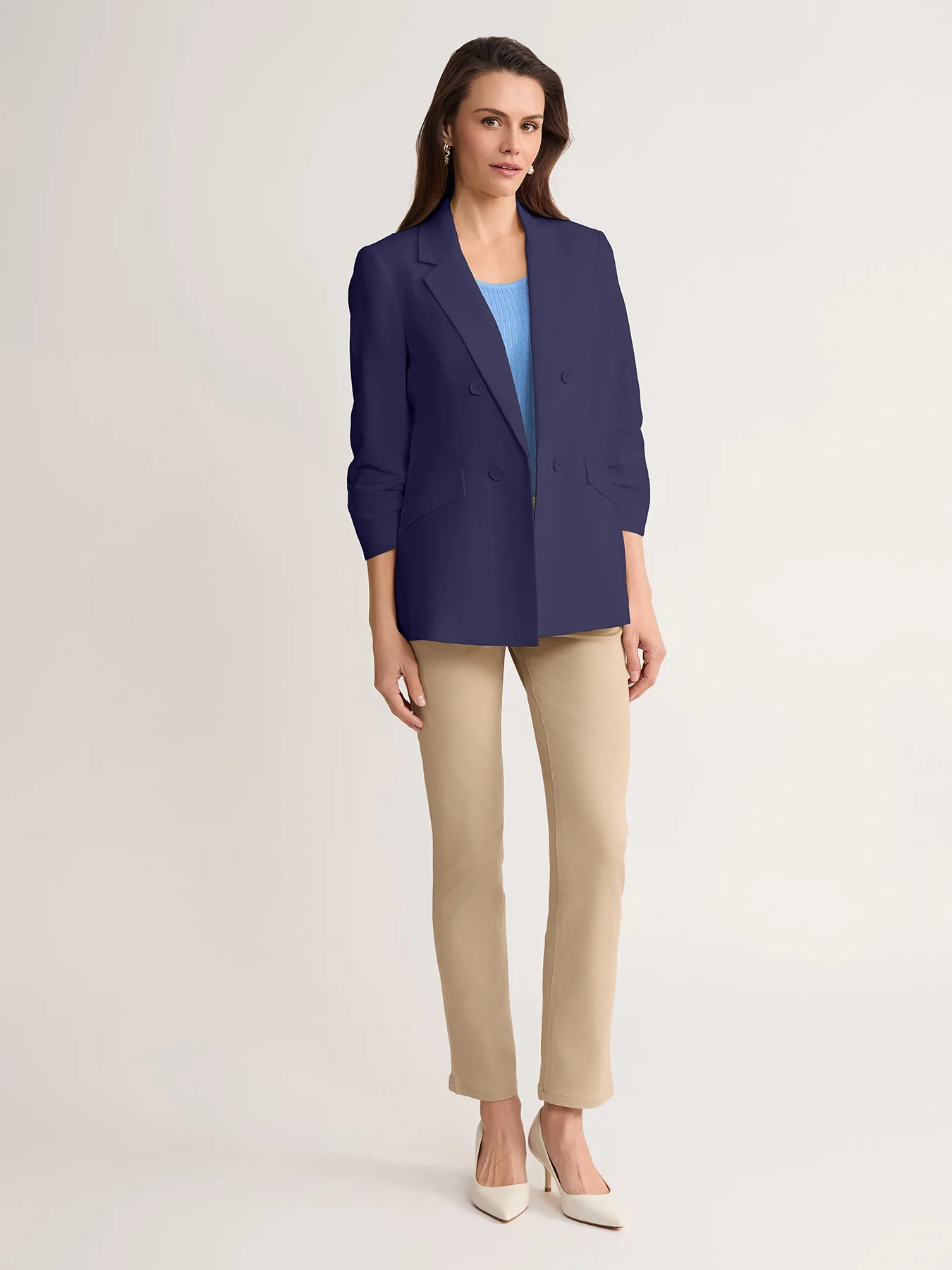 Petite Faux Double Breasted Blazer, Linen Blend - Image 5