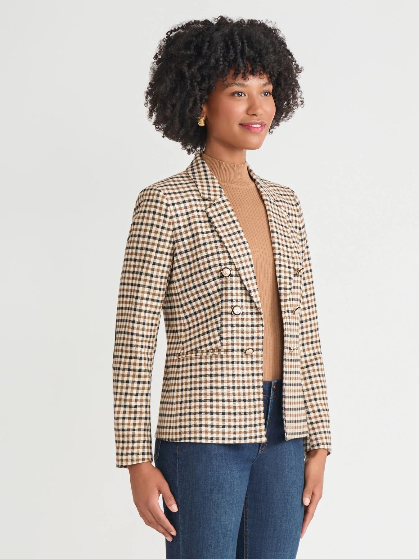 Faux Double Breasted Elbow Patch Blazer - Image 3