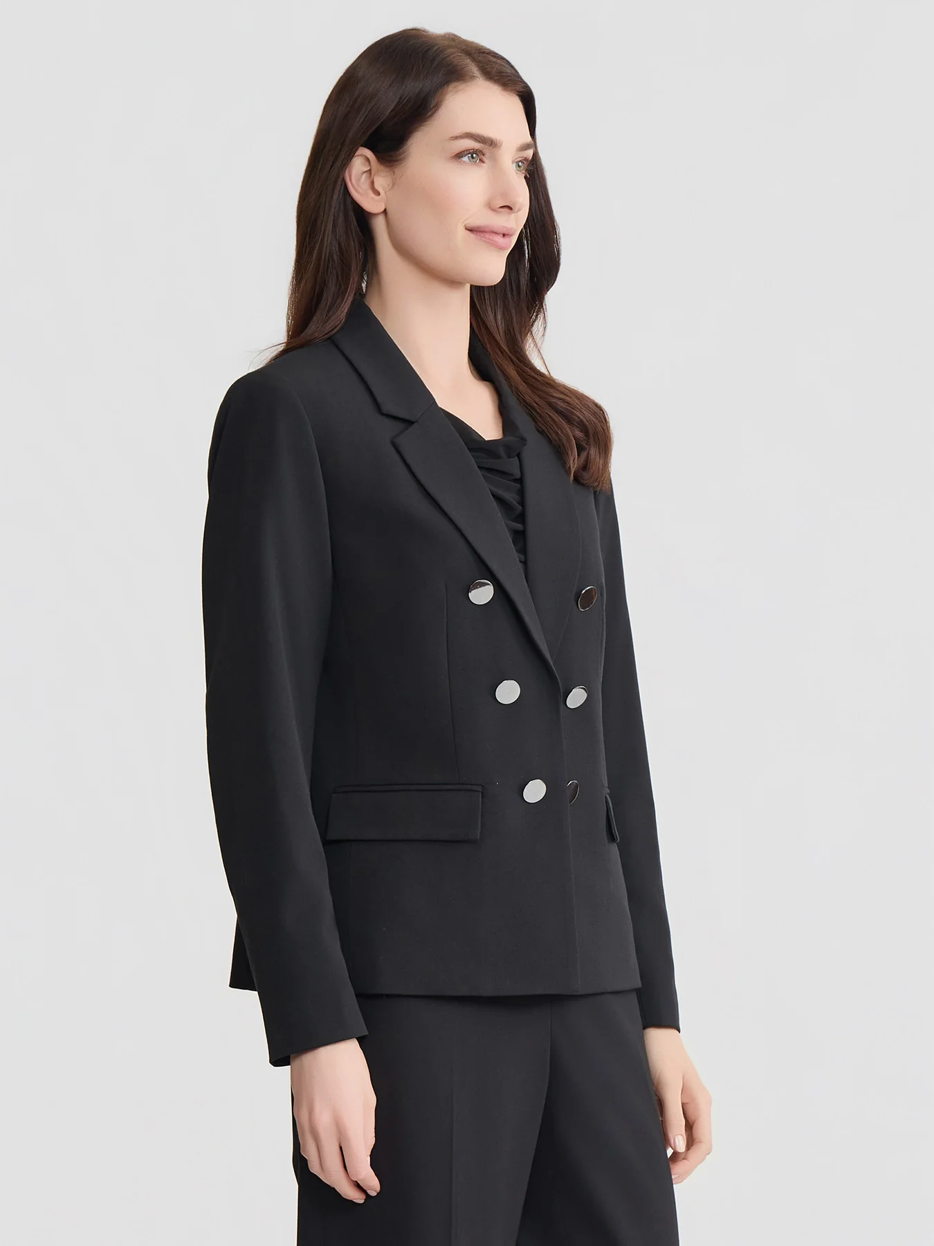 Faux Double Breasted Jacket, Polished Bi-Stretch - Image 2