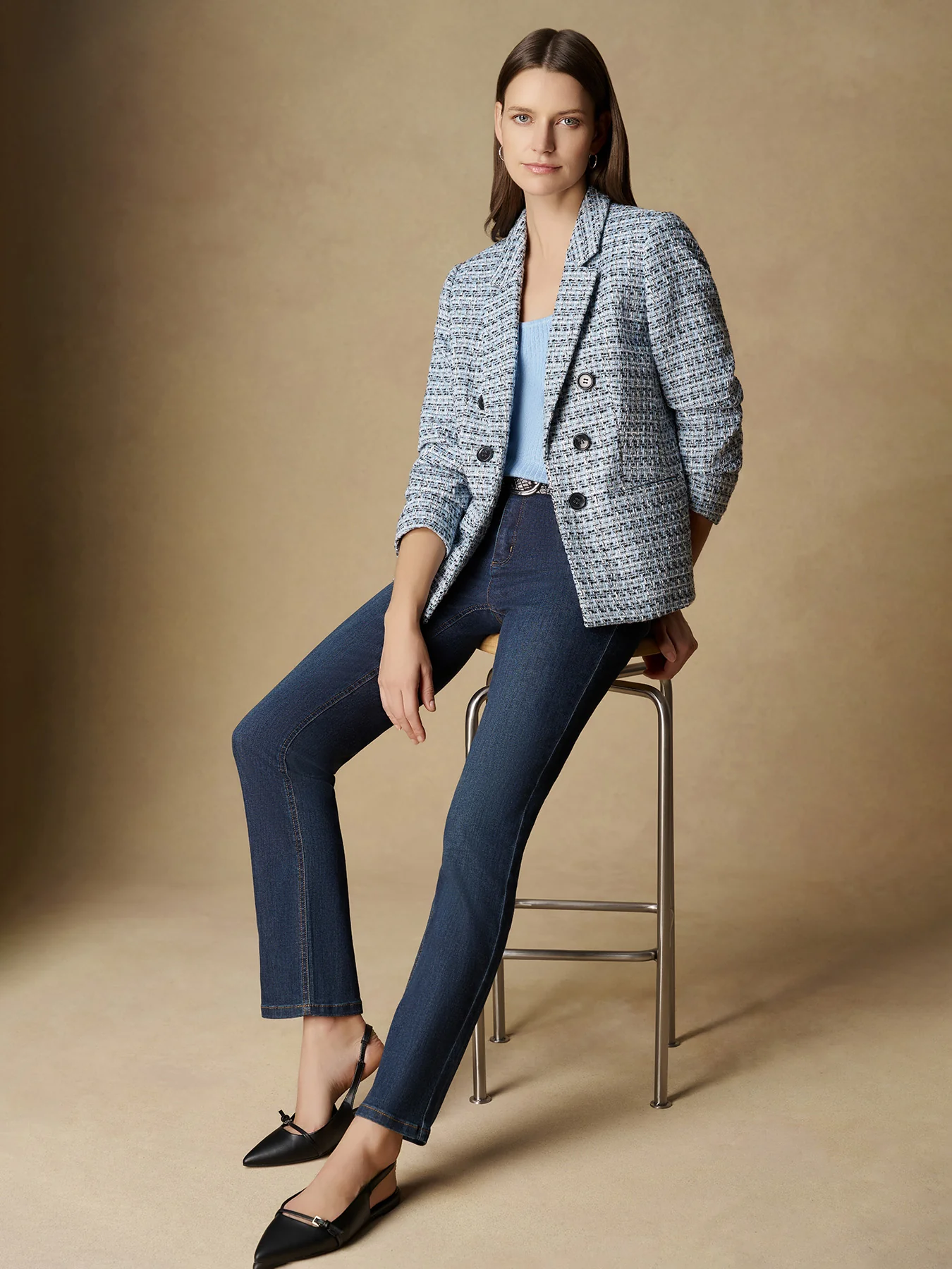 Faux Double Breasted Jacket, Tweed - Image 5