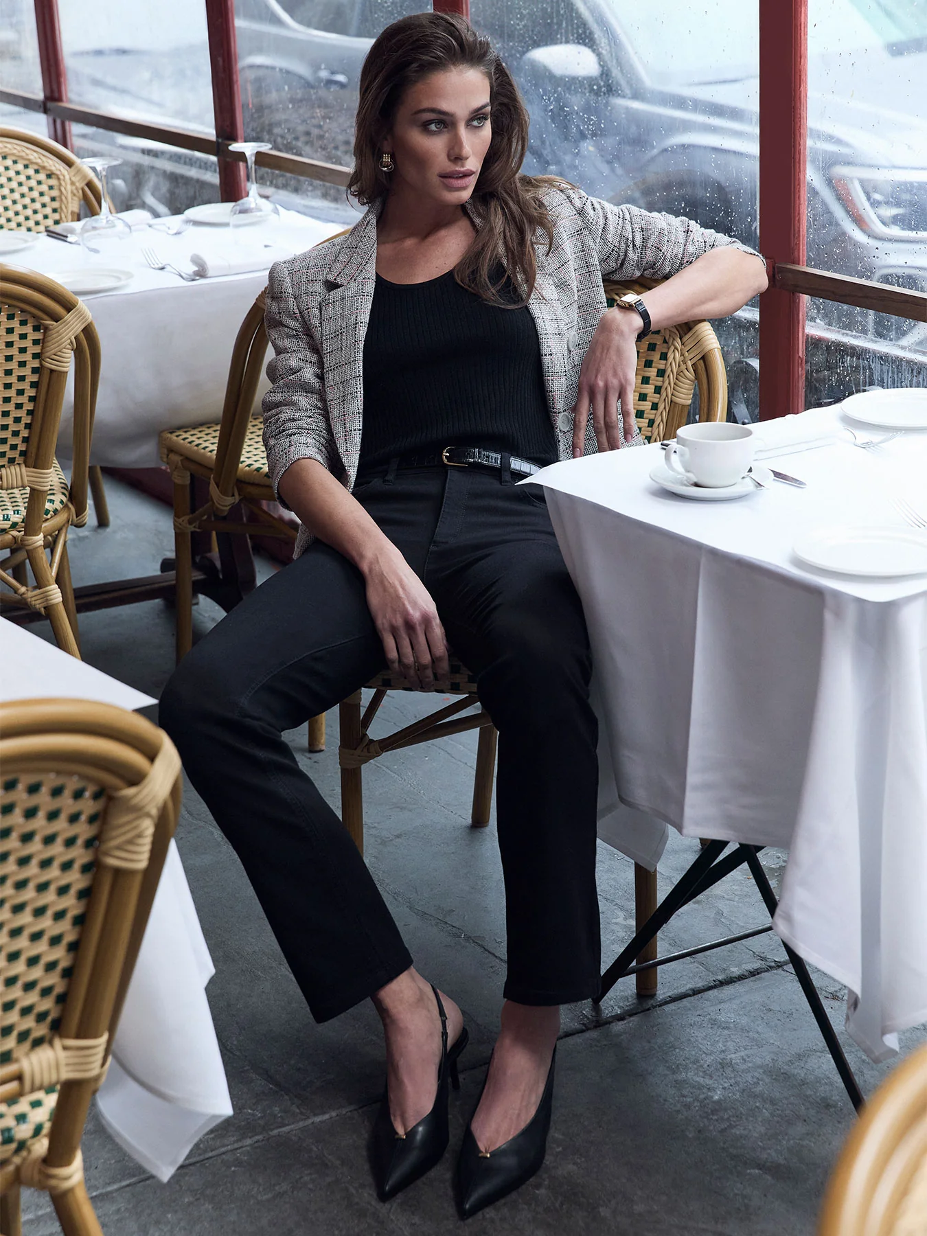 Faux Double Breasted Jacket, Tweed - Image 2