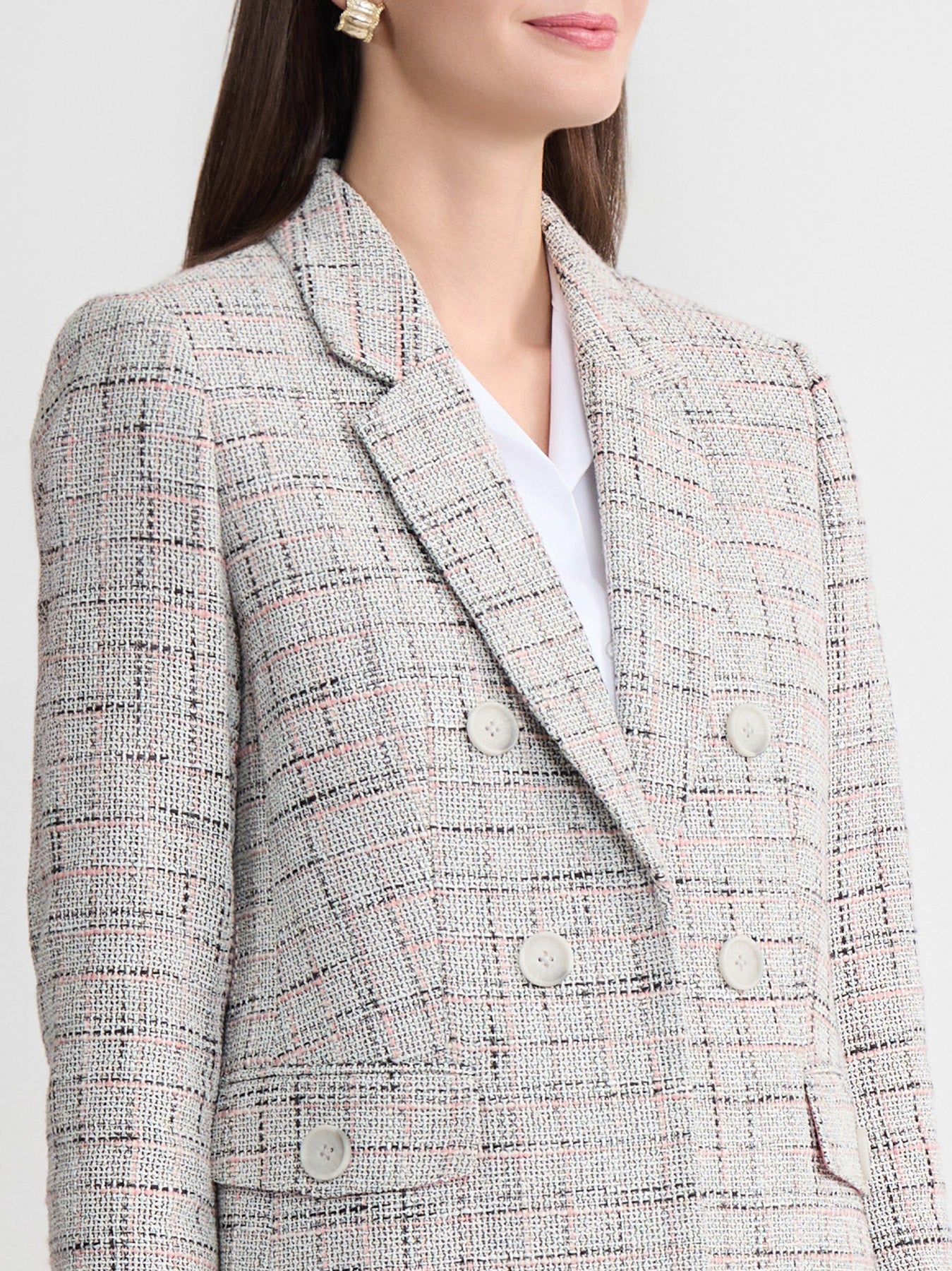 Faux Double Breasted Jacket, Tweed - Image 4