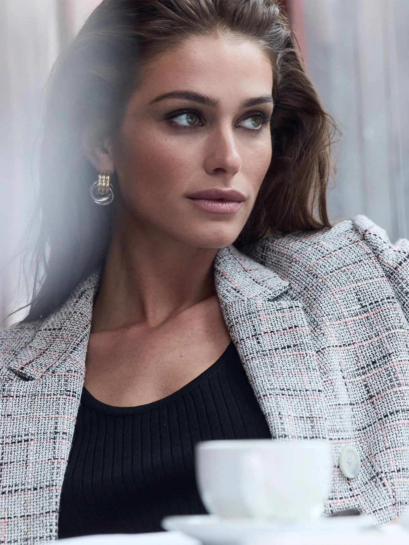 Faux Double Breasted Jacket, Tweed - Image 6