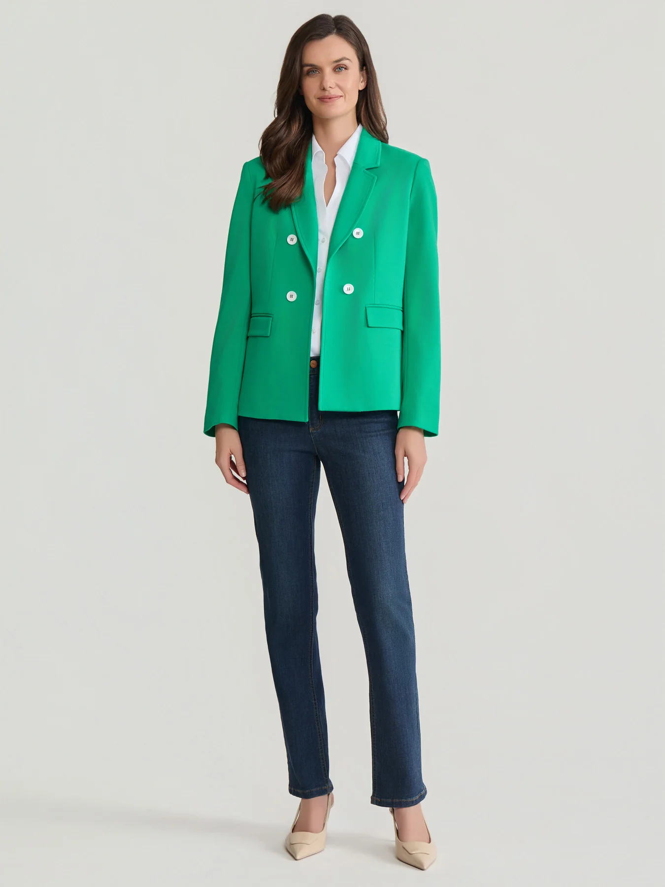 Faux Double Breasted Jacket with Back Tab - Image 5