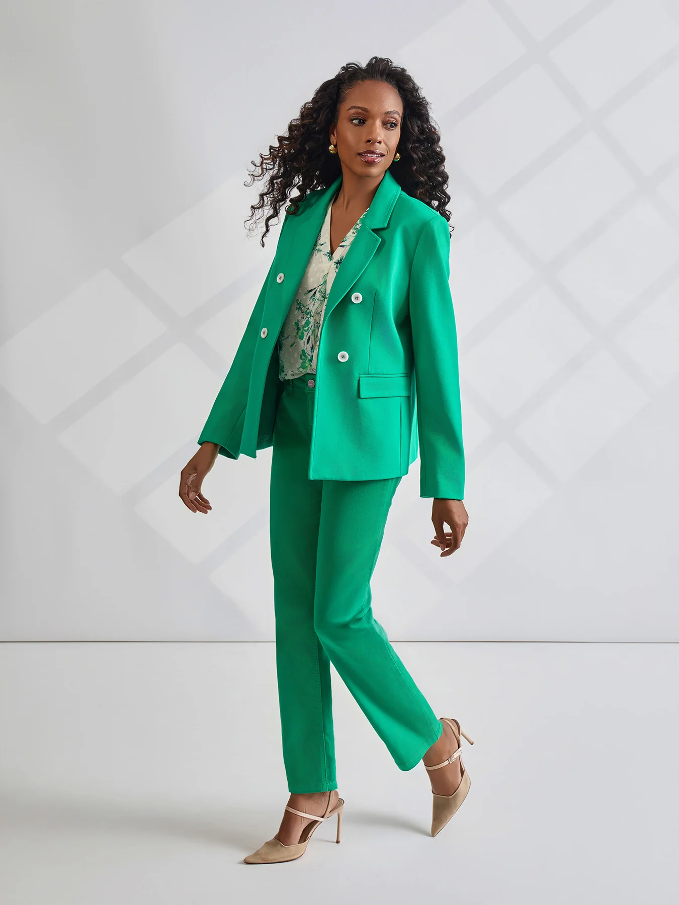 Faux Double Breasted Jacket with Back Tab - Image 7