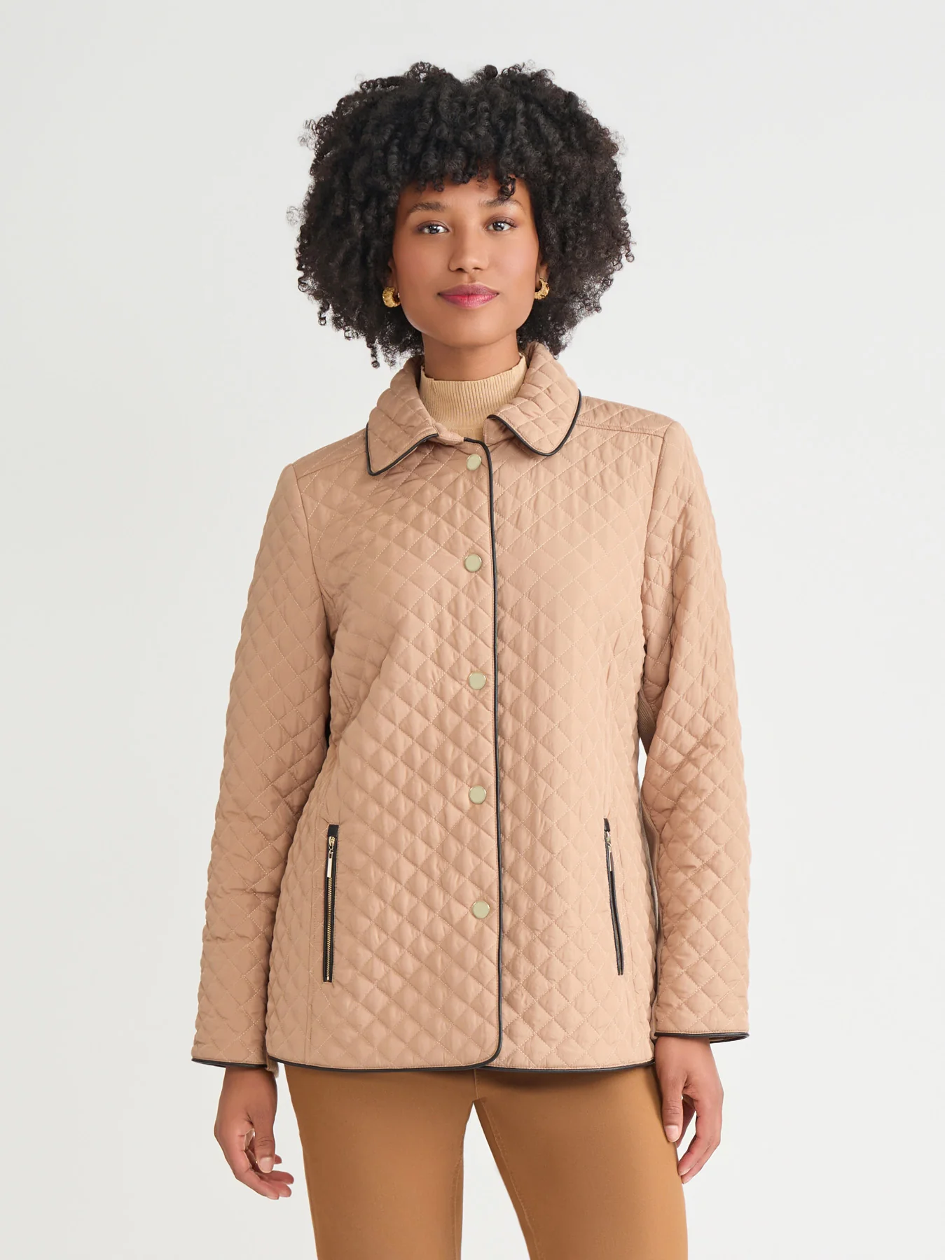 Plus Five-Button Quilted Jacket