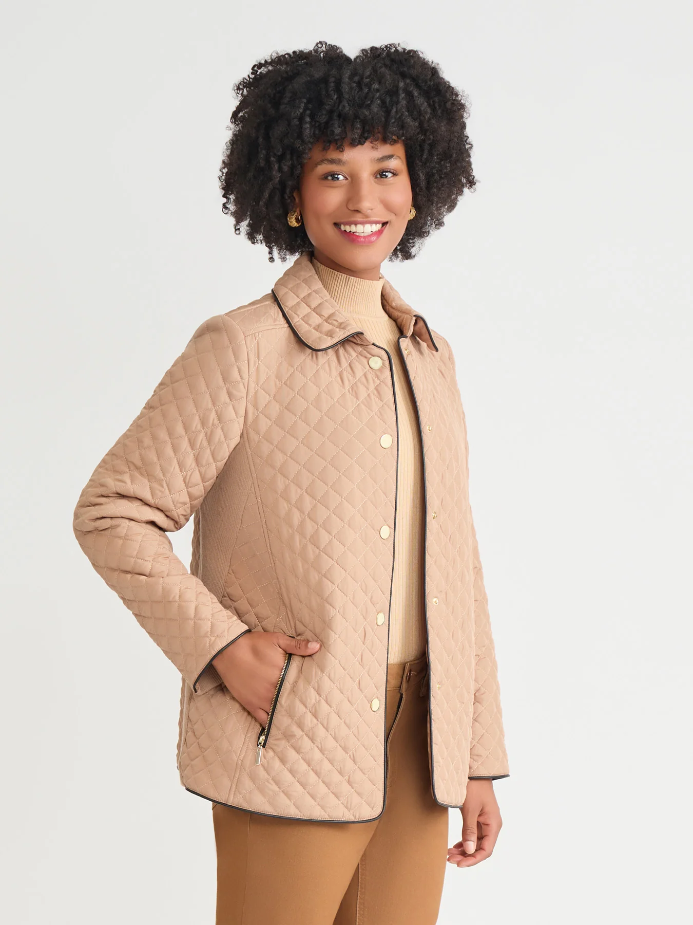 Plus Five-Button Quilted Jacket - Image 2