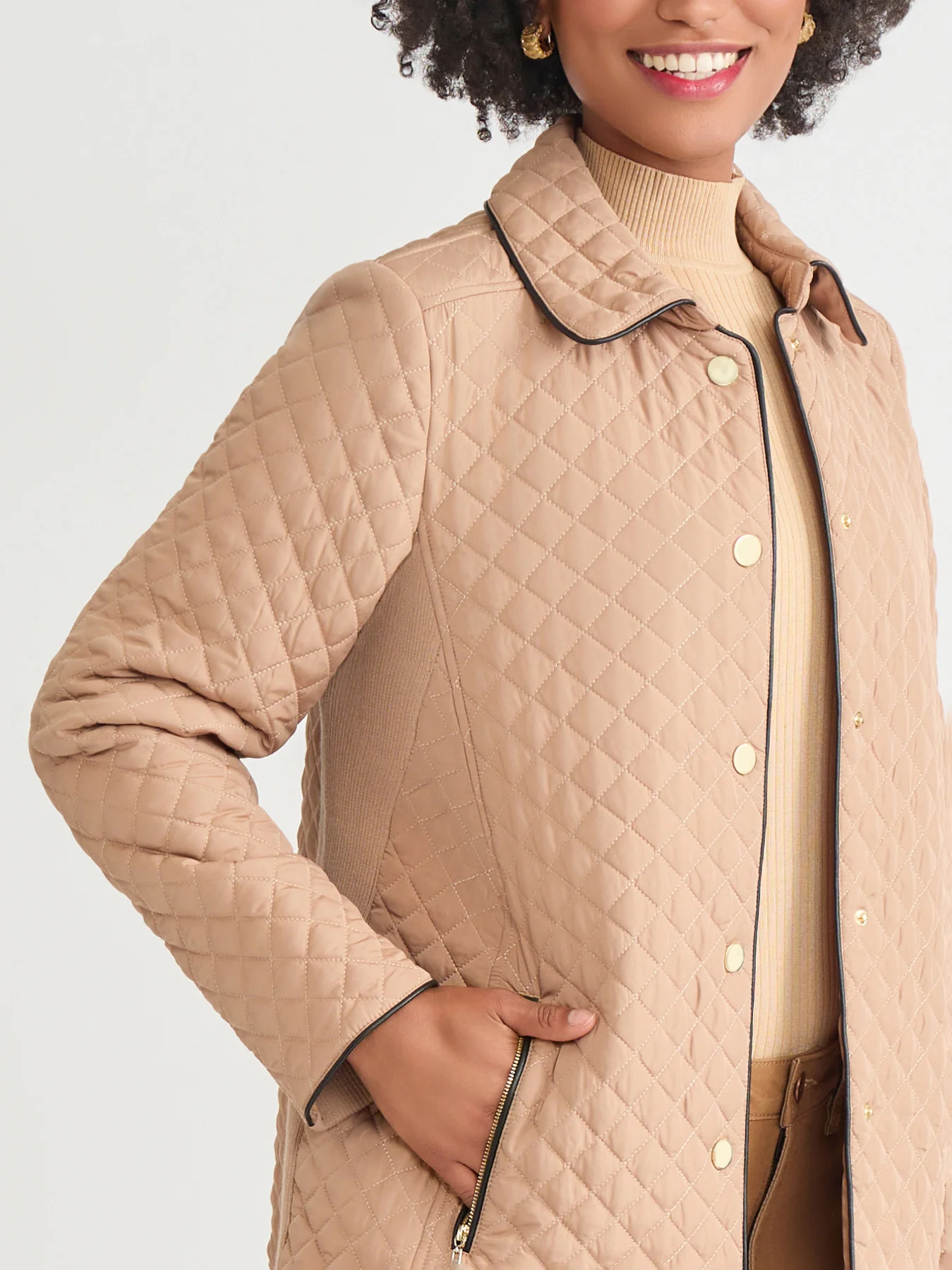 Plus Five-Button Quilted Jacket - Image 3