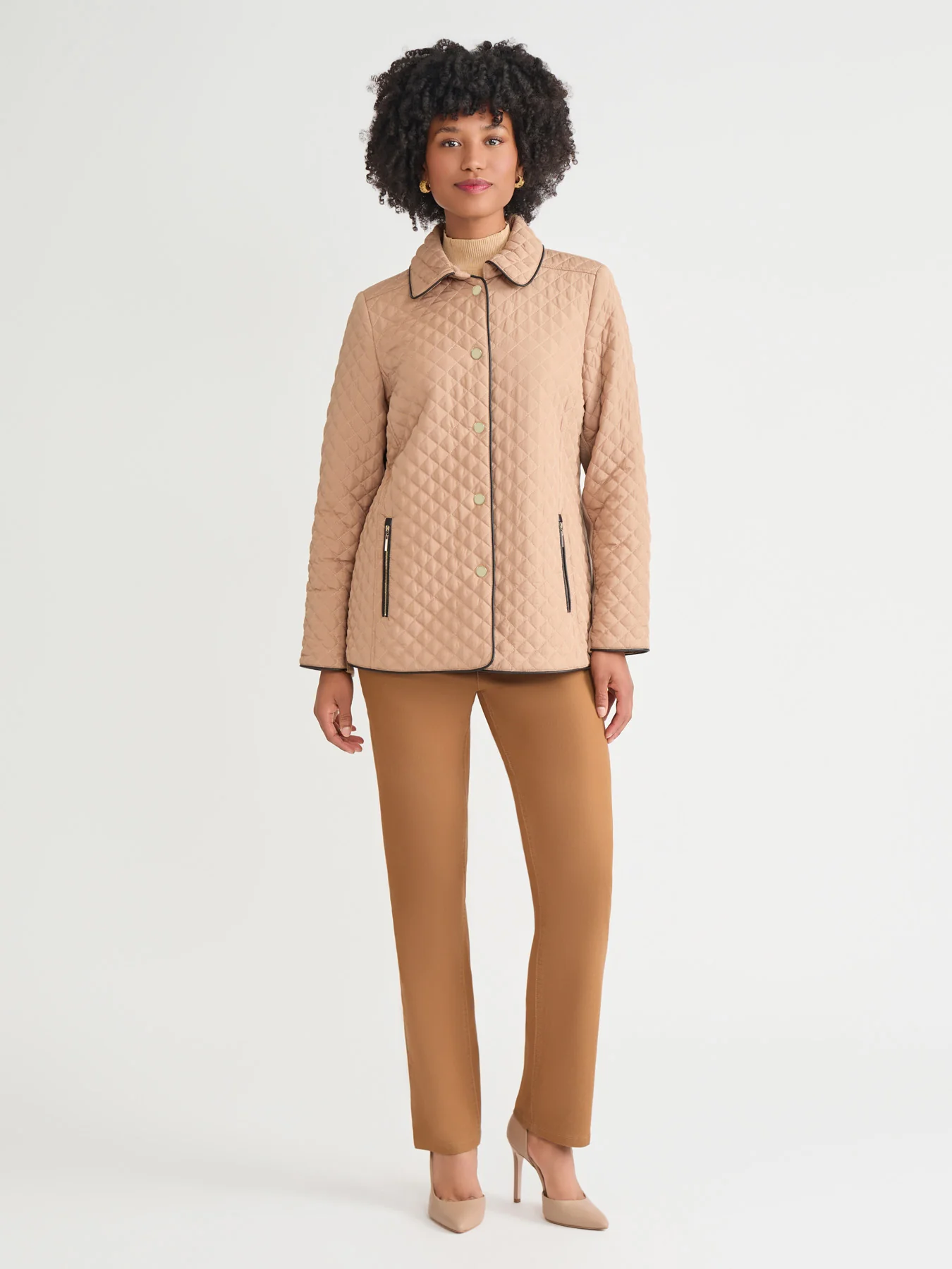 Plus Five-Button Quilted Jacket - Image 5