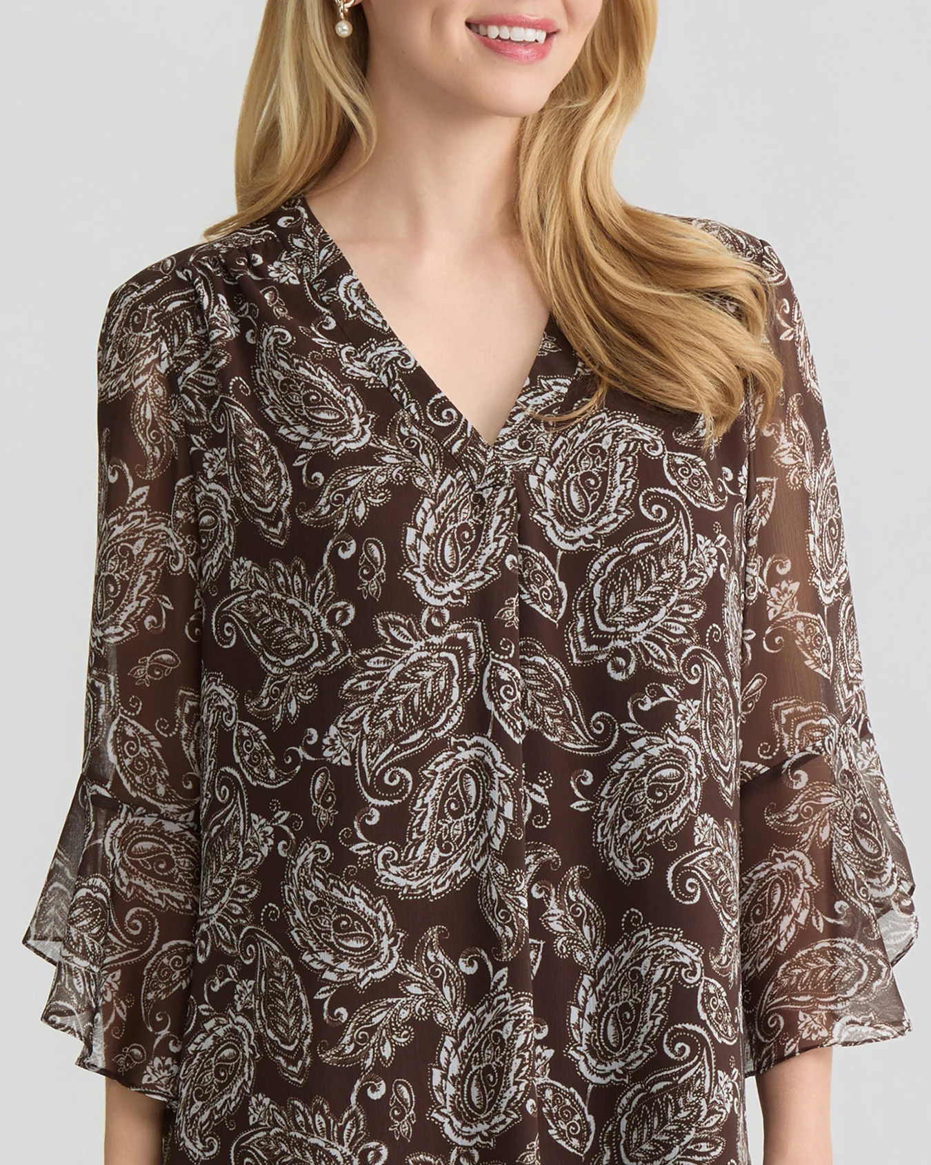 Flutter Sleeve Blouse, Printed Yoryu - Image 3