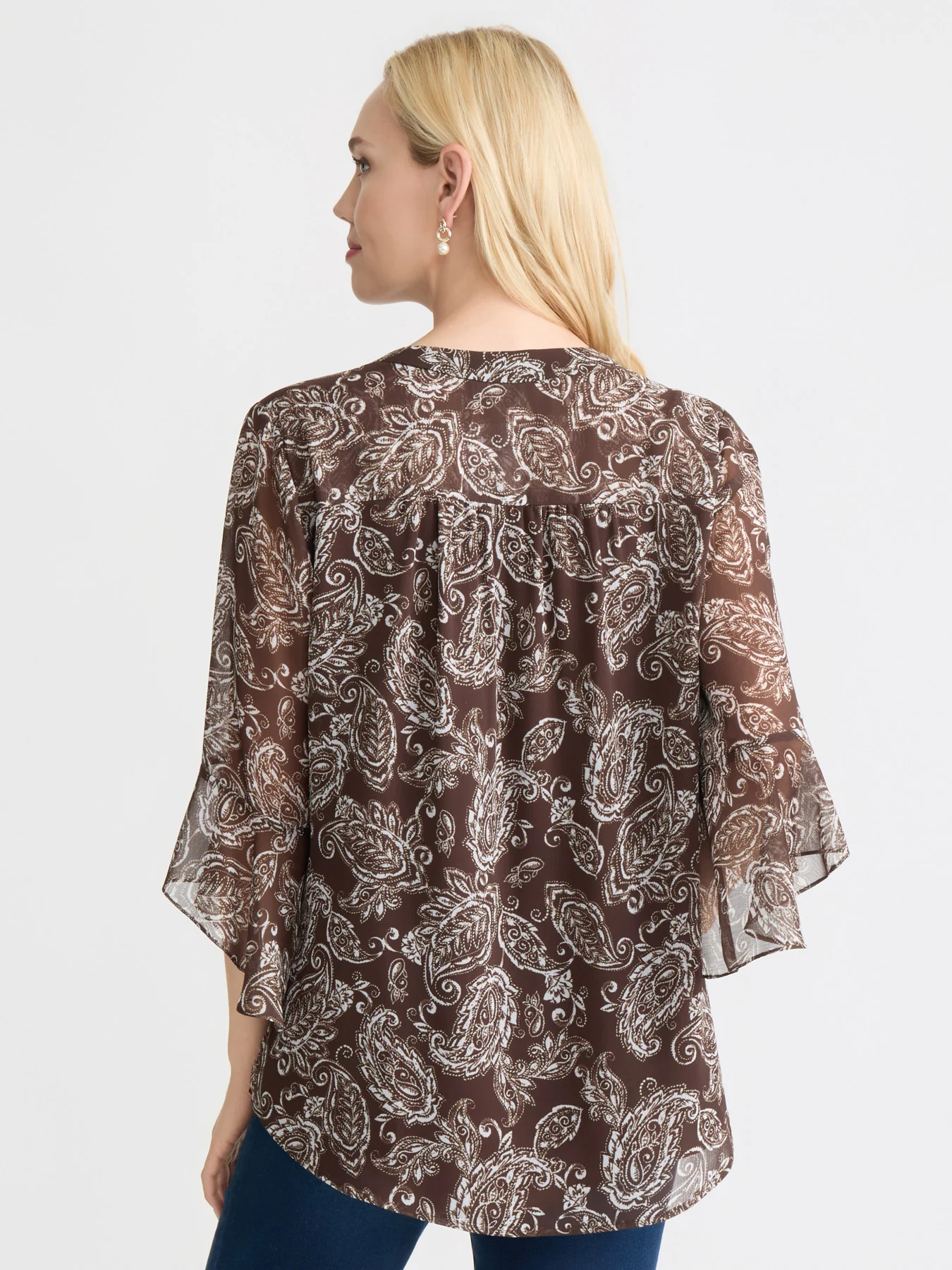 Flutter Sleeve Blouse, Printed Yoryu - Image 4