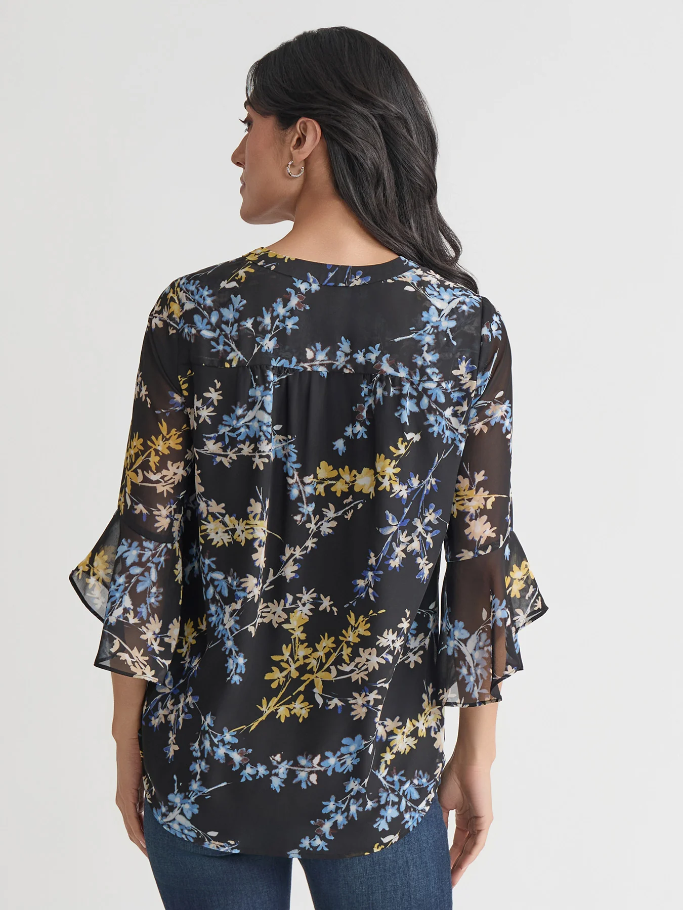 Flutter Sleeve Kelly Blouse, Jones Black Multi - Image 4