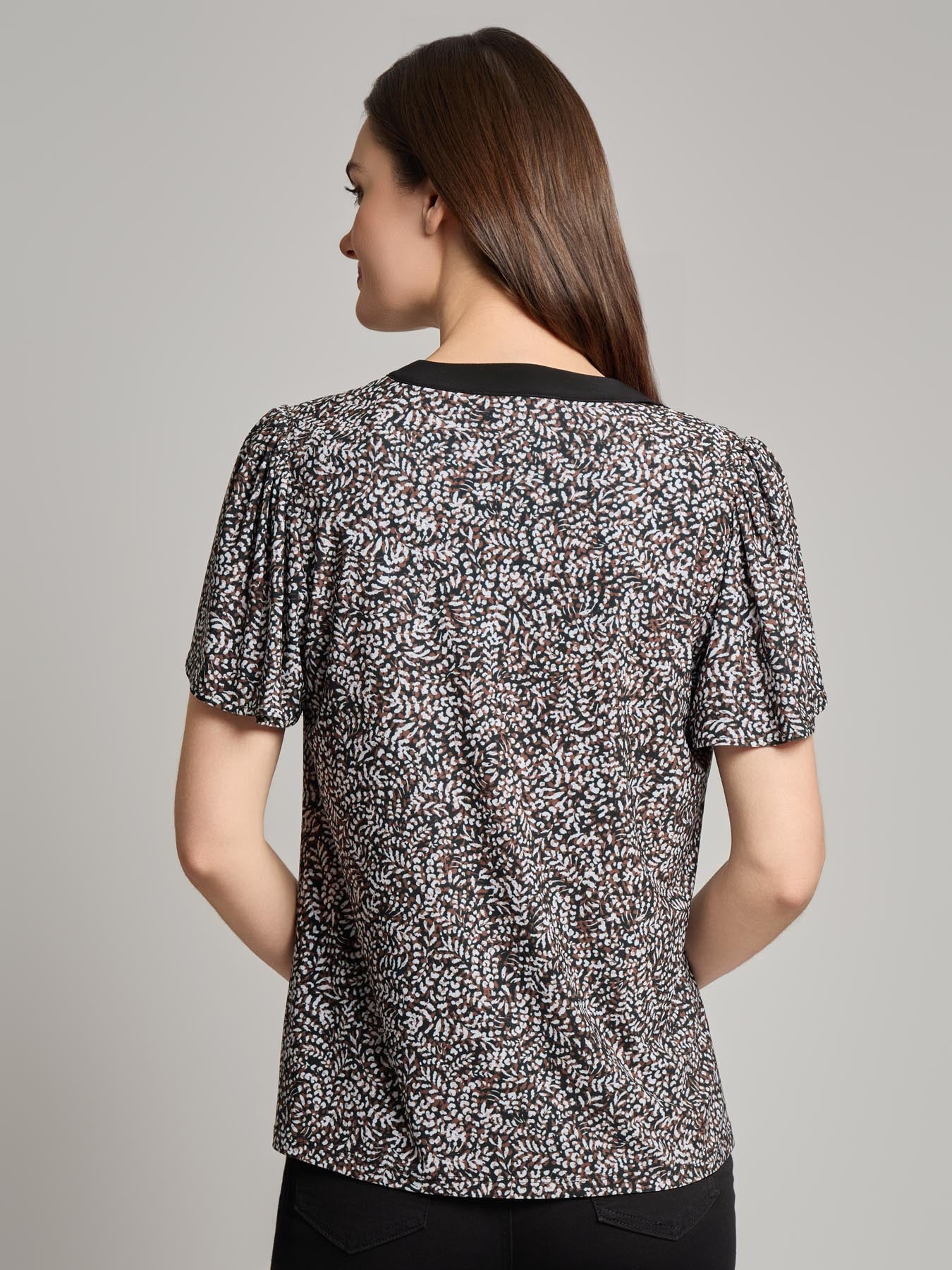 Flutter Sleeve Split Neck Top - Image 3