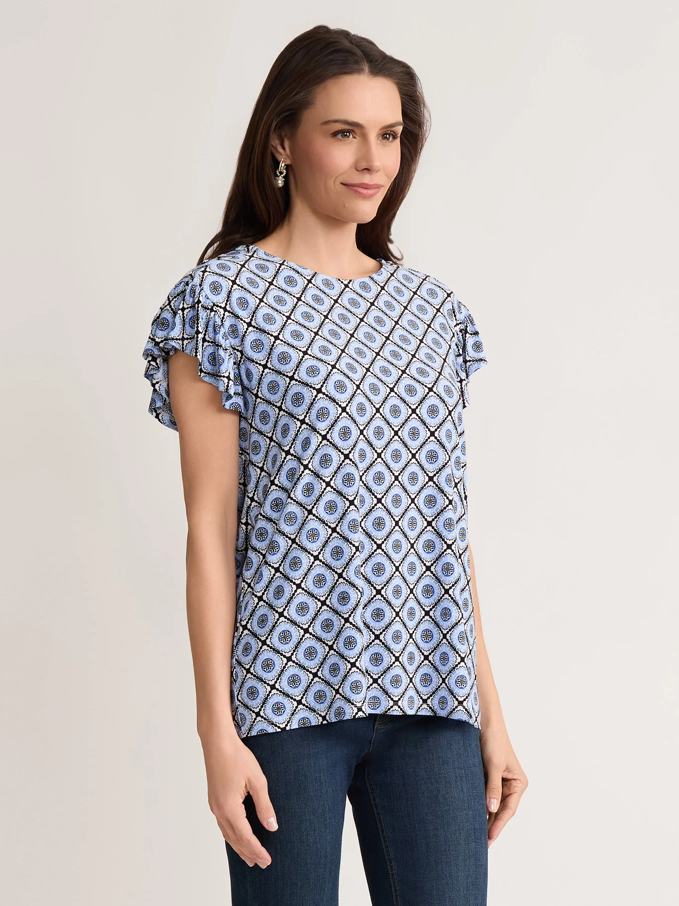 Plus Flutter Sleeve Top, Jersey Knit - Image 2